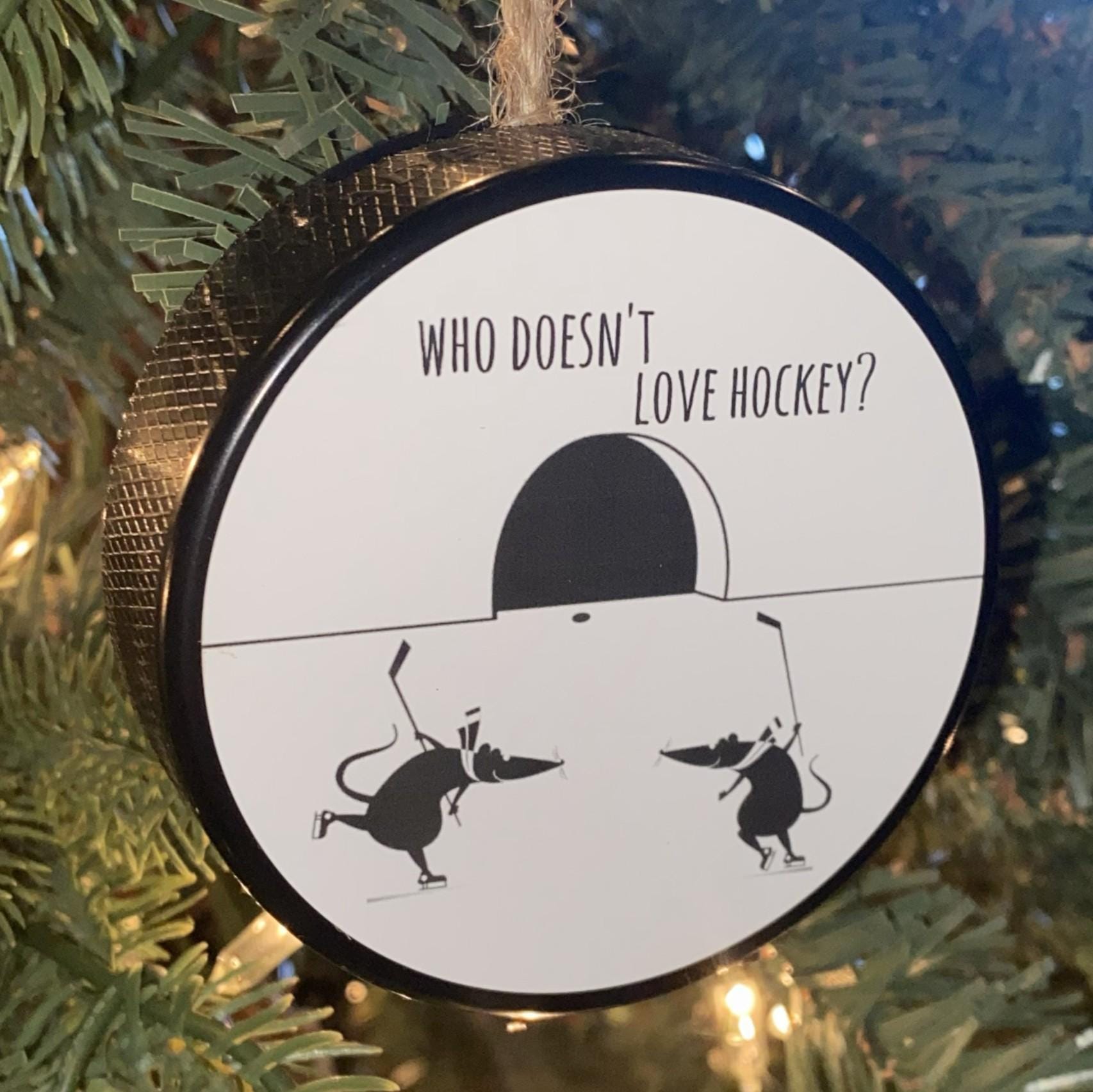 Hockey Player Puck Ornament: Christmas Tree Decoration