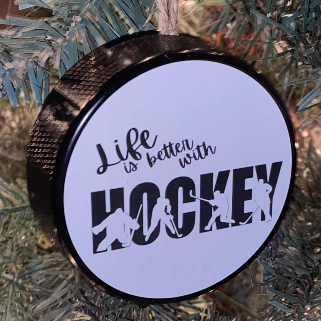 Hockey Coach Puck Ornament: Christmas Tree Decoration