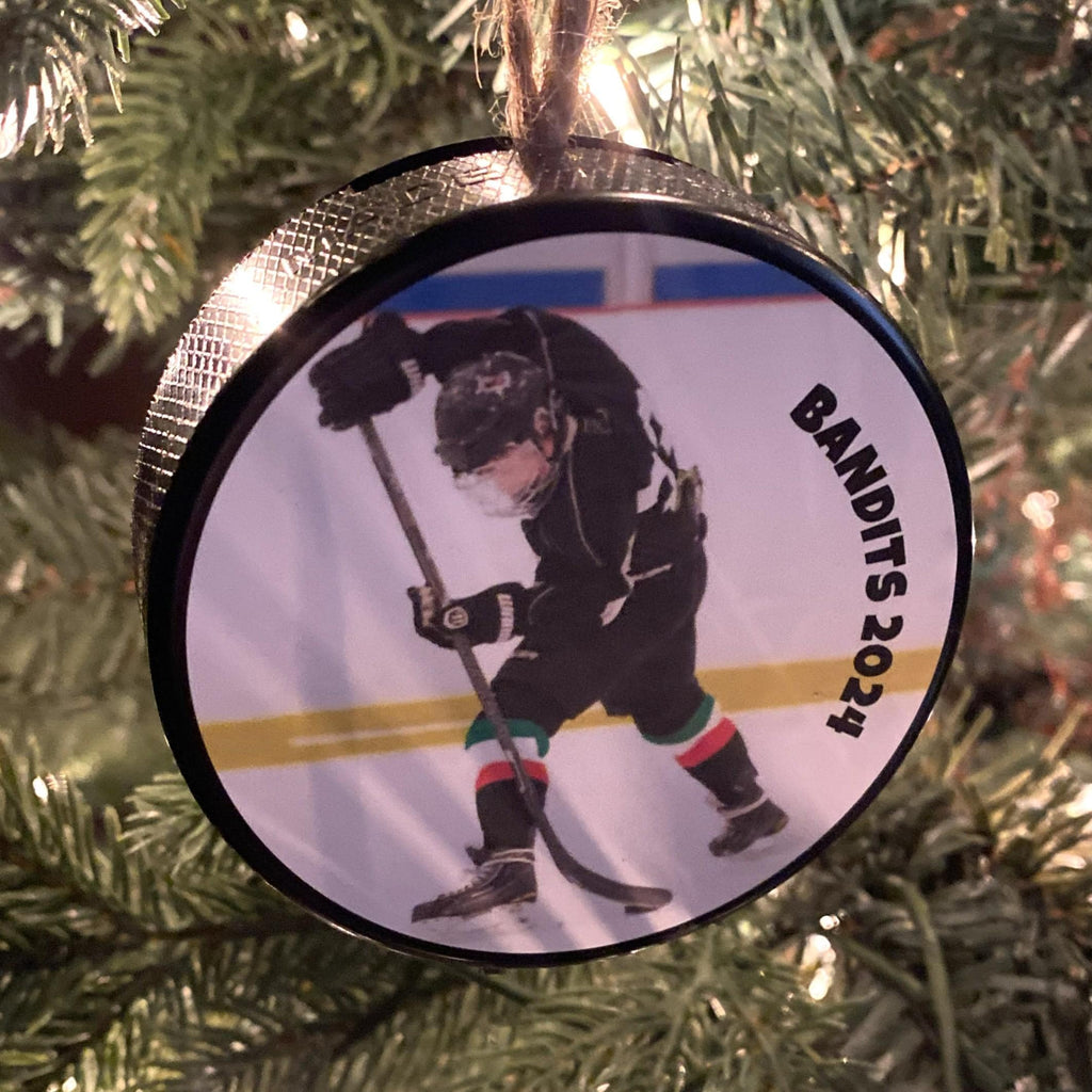 Hockey Dad Puck Ornament: Christmas Tree Decoration