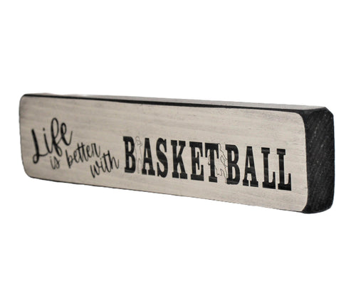 Distressed Wood Basketball Sign: Gift for Player or Coach