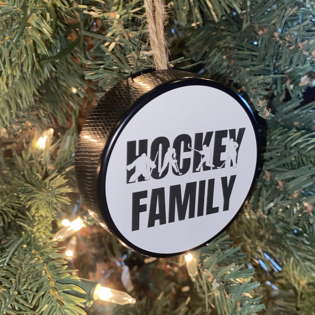 Hockey Family Puck Ornament: Christmas Tree Decoration