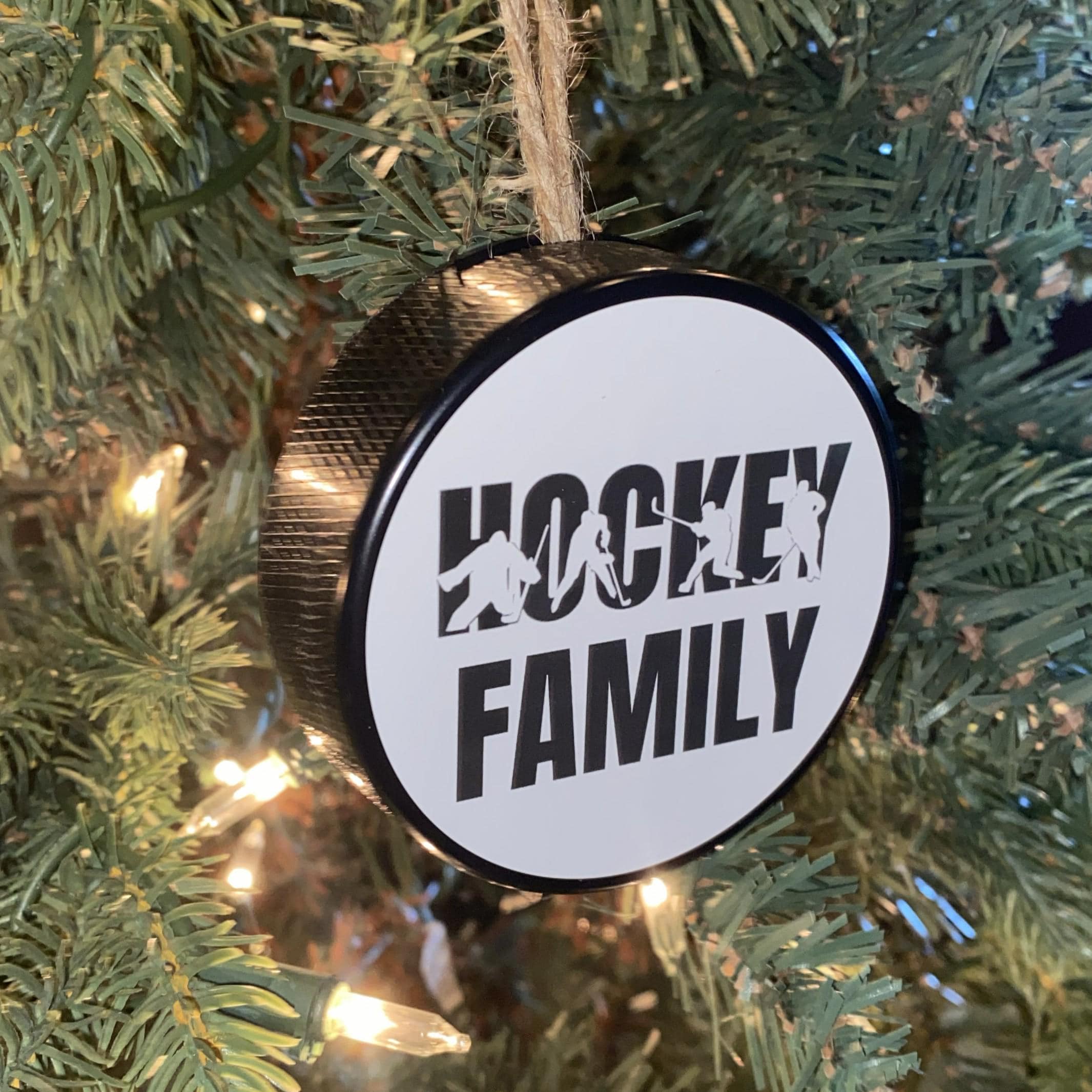 Hockey Family Puck Ornament: Christmas Tree Decoration
