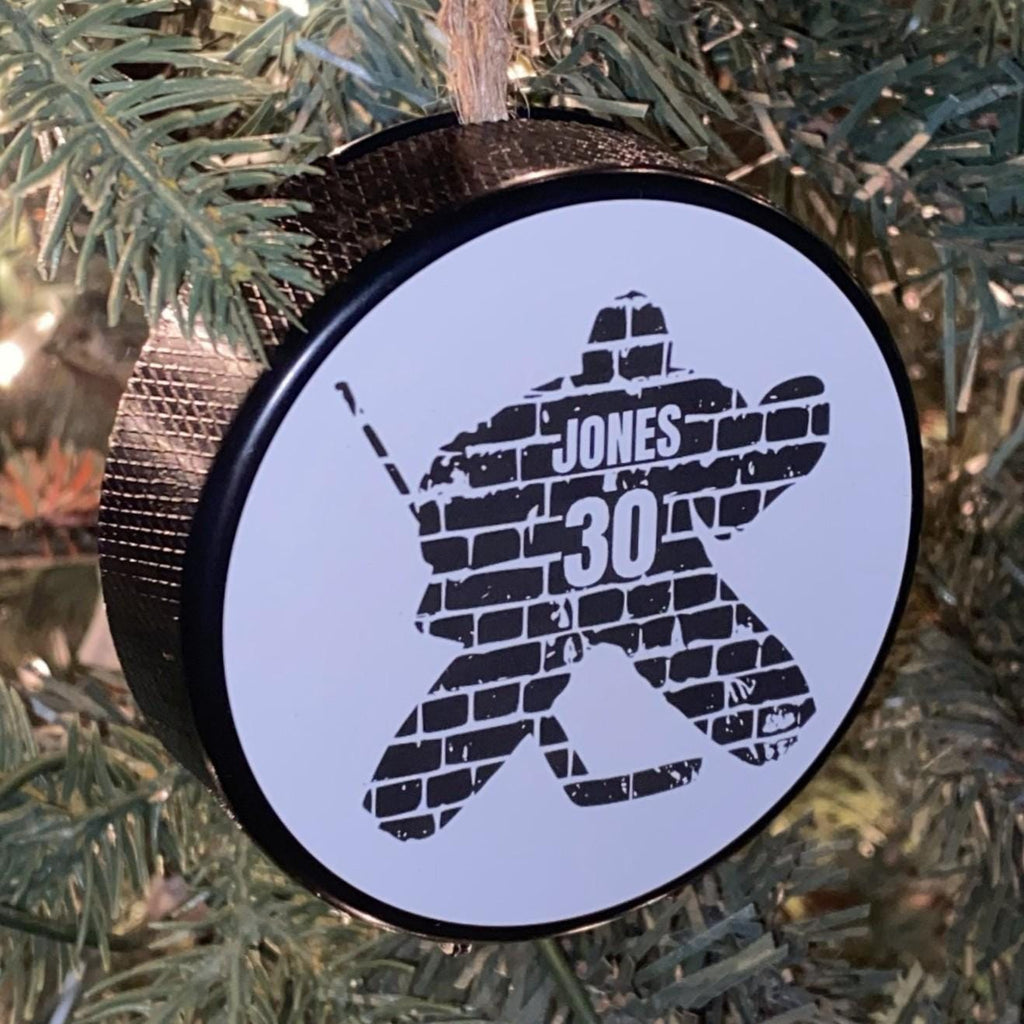 Custom Hockey Puck Ornament: Christmas Tree Decoration, I'd rather be playing Hockey