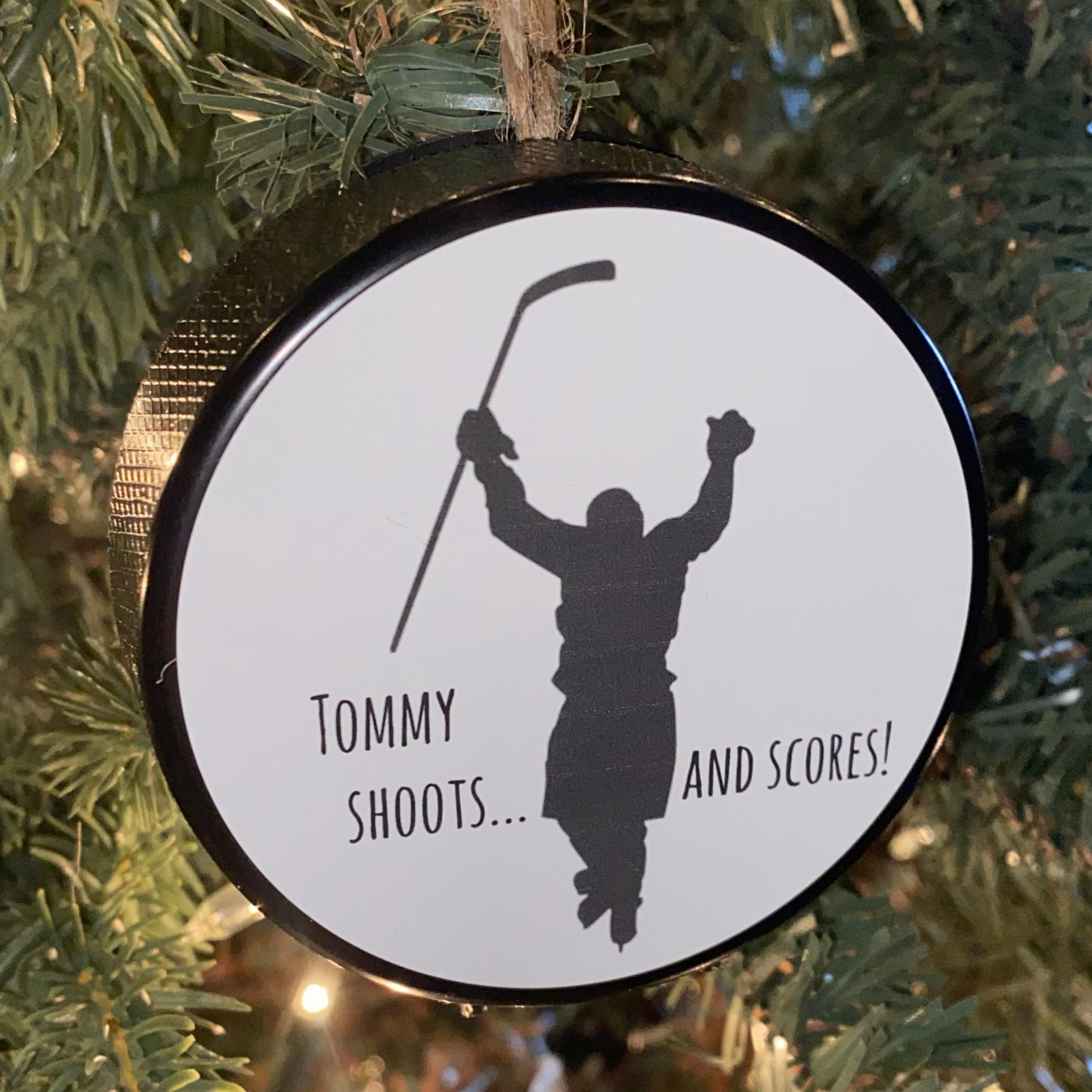 Custom Hockey Puck Ornament: Christmas Tree Decoration, I'd rather be playing Hockey