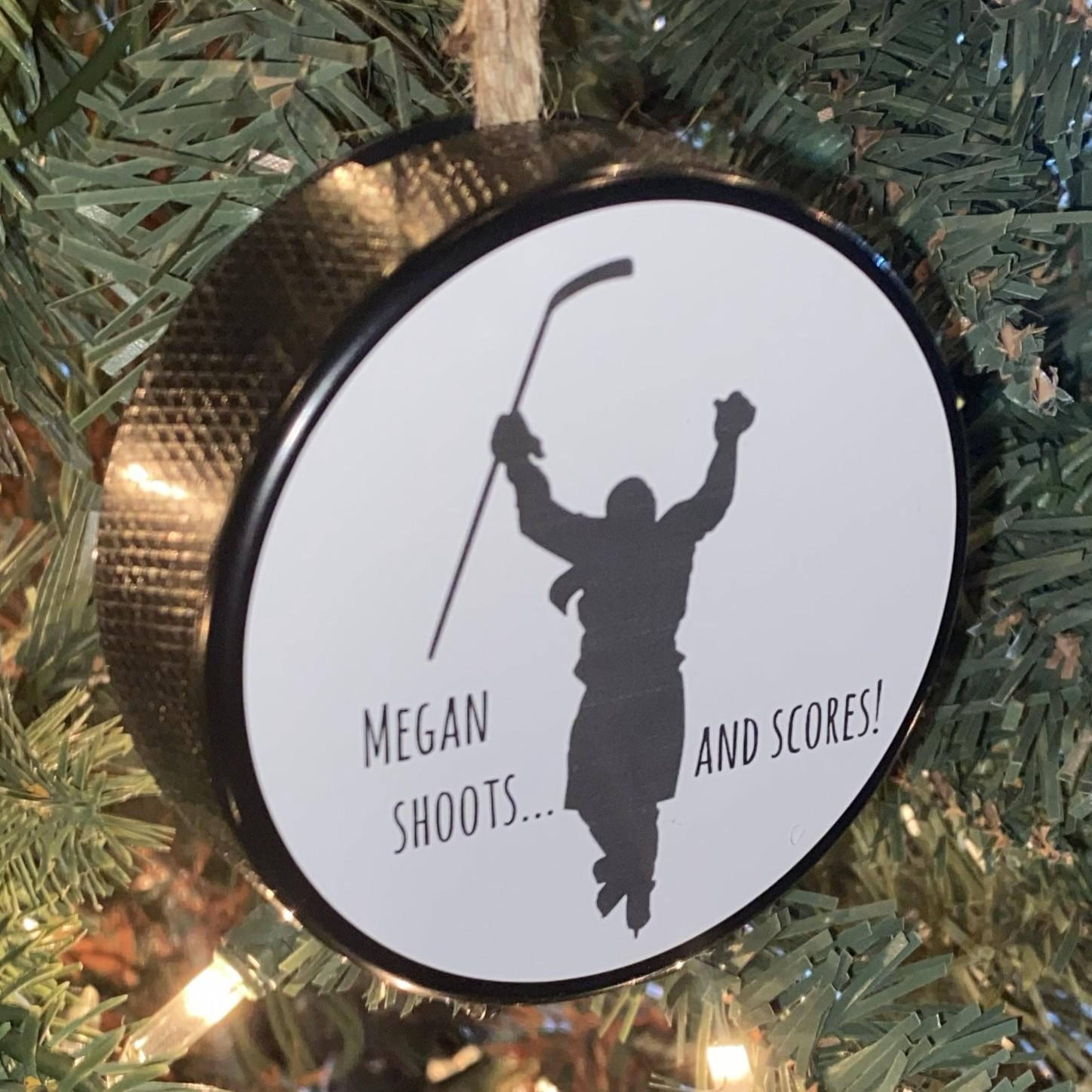 Custom Hockey Goalie Puck Ornament: Christmas Tree Decoration
