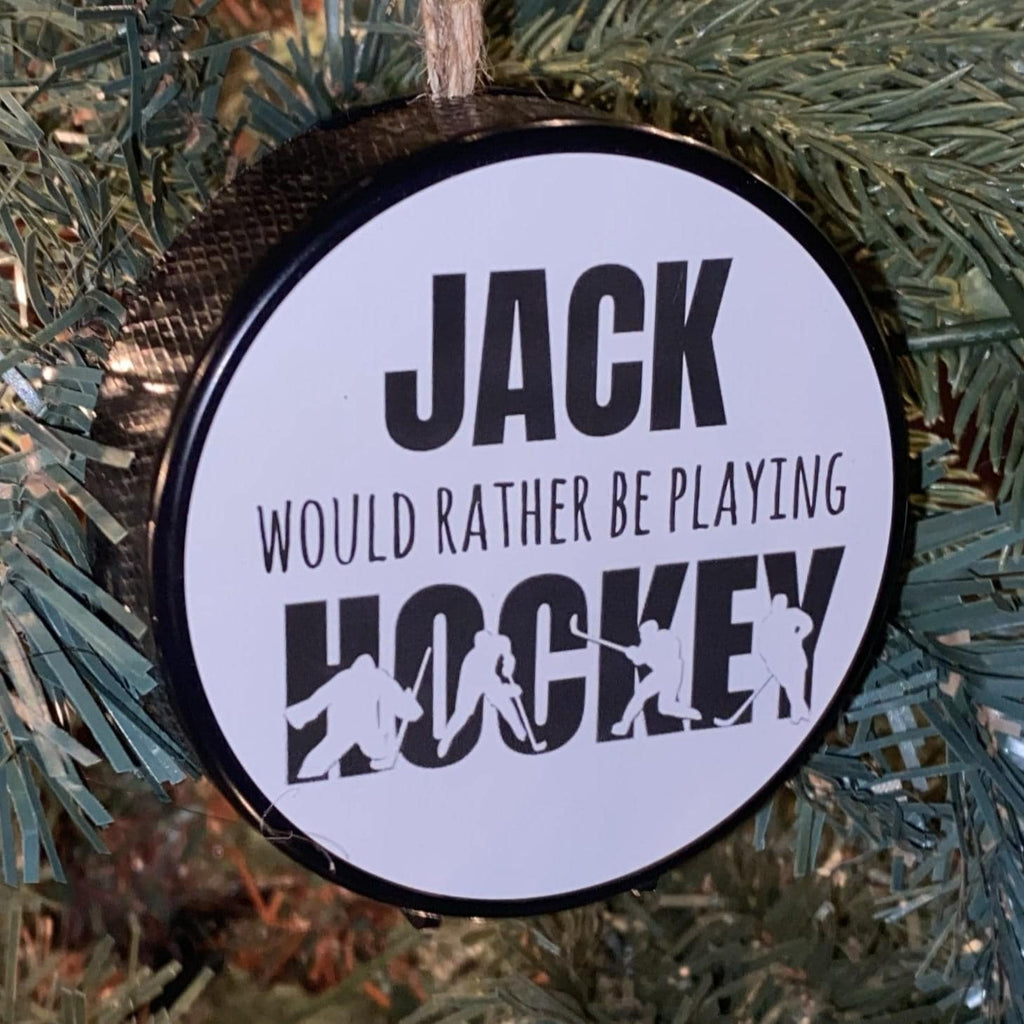 Custom Hockey Goalie Puck Ornament: Christmas Tree Decoration