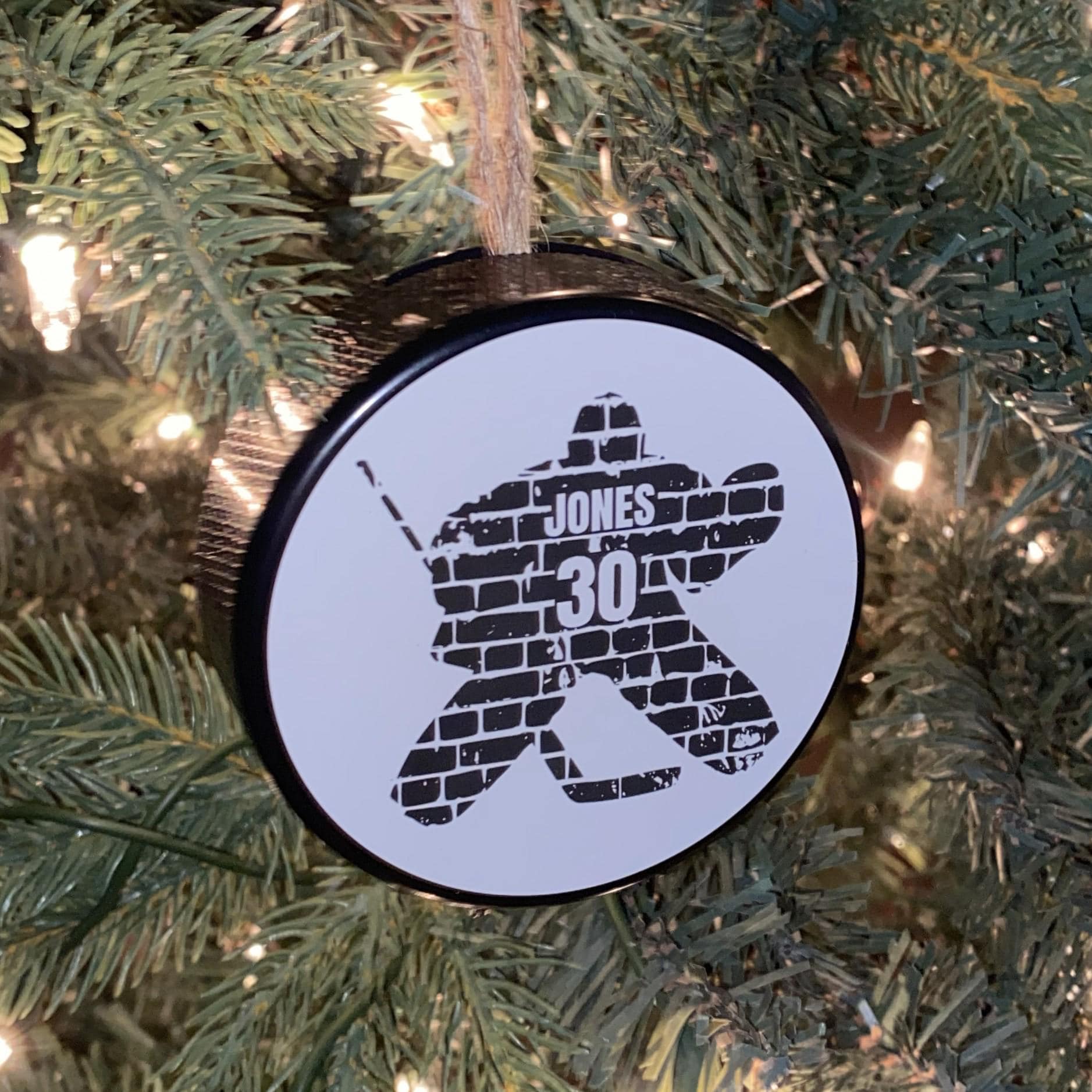 Custom Hockey Goalie Puck Ornament: Christmas Tree Decoration