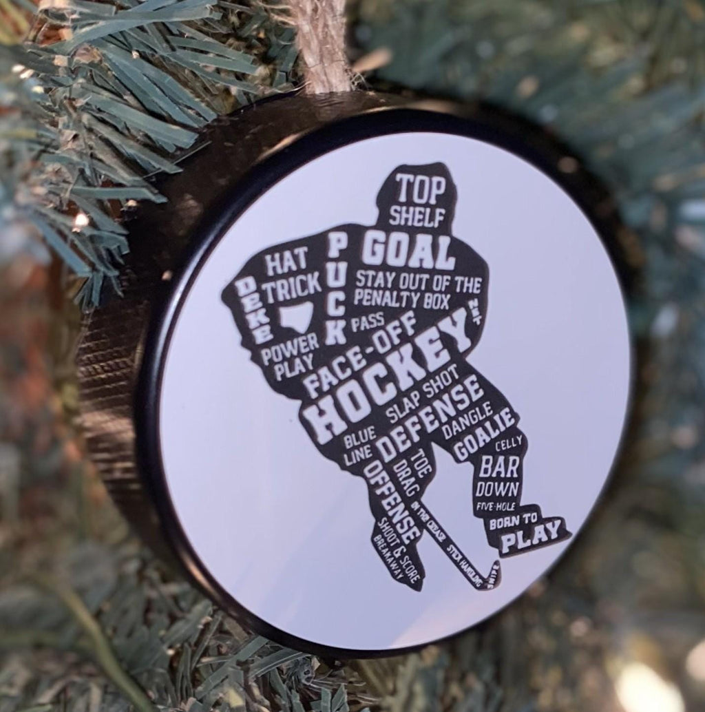Hockey Mom Puck Ornament: Christmas Tree Decoration