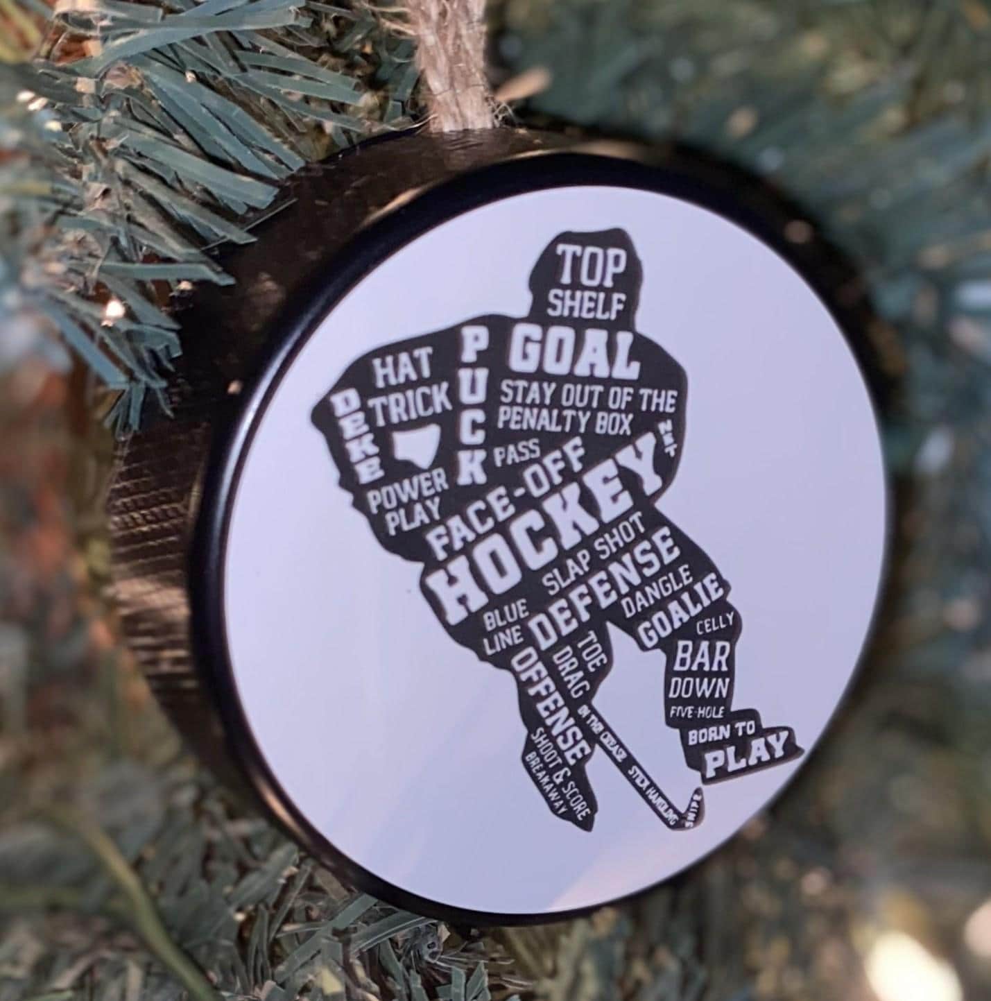 Hockey Grandparents Puck Ornament: Hockey Christmas Nana, Papa, Gift, Size of a Real Puck