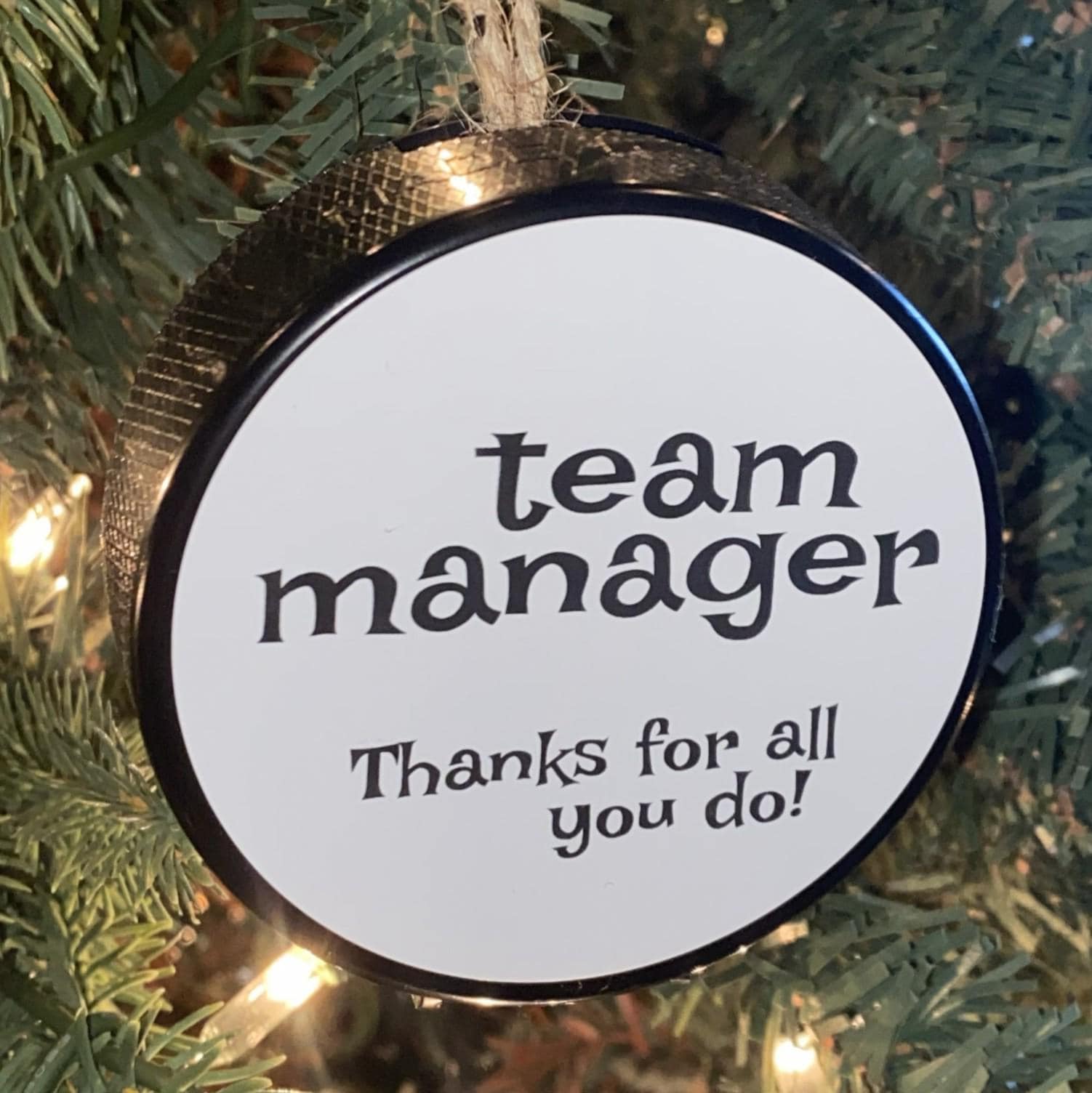Hockey Dad Puck Ornament: Christmas Tree Decoration