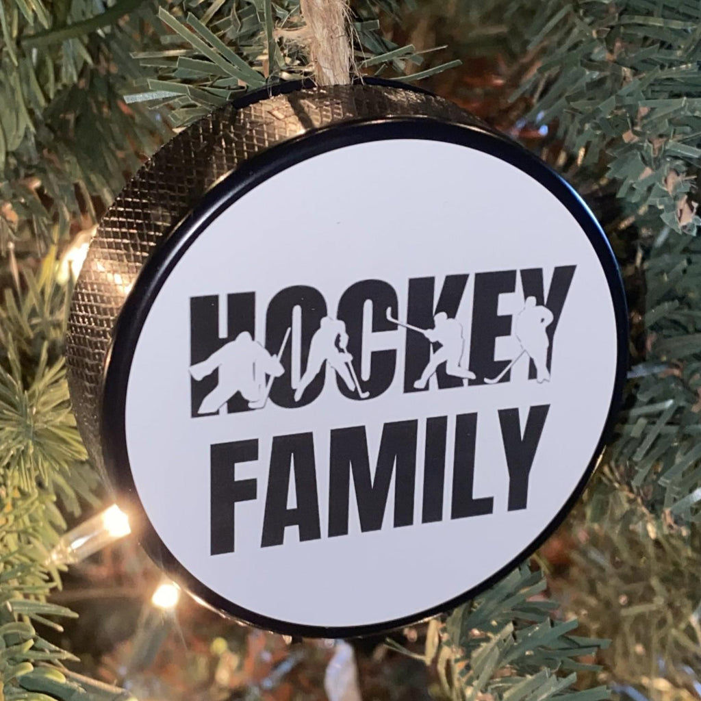 Hockey Dad Puck Ornament: Christmas Tree Decoration
