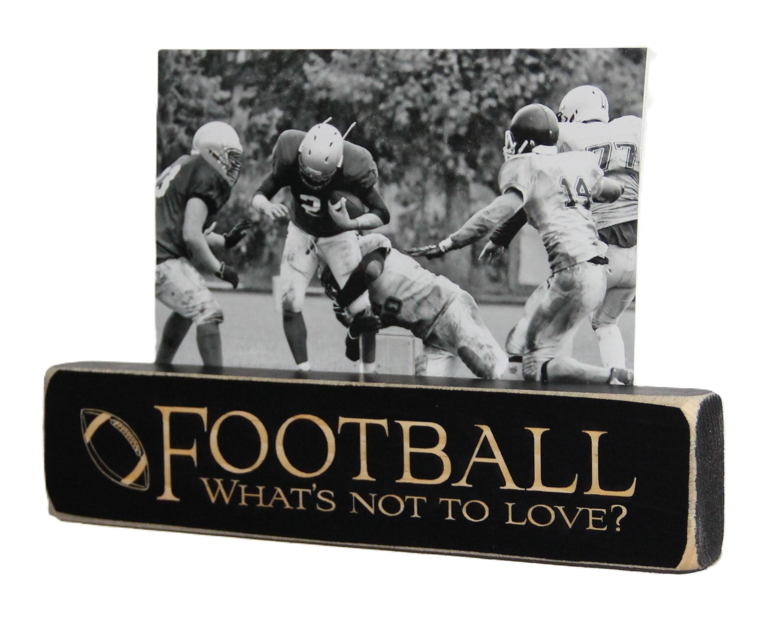 Distressed Wood Football Photo Frame: Gift for Player or Coach