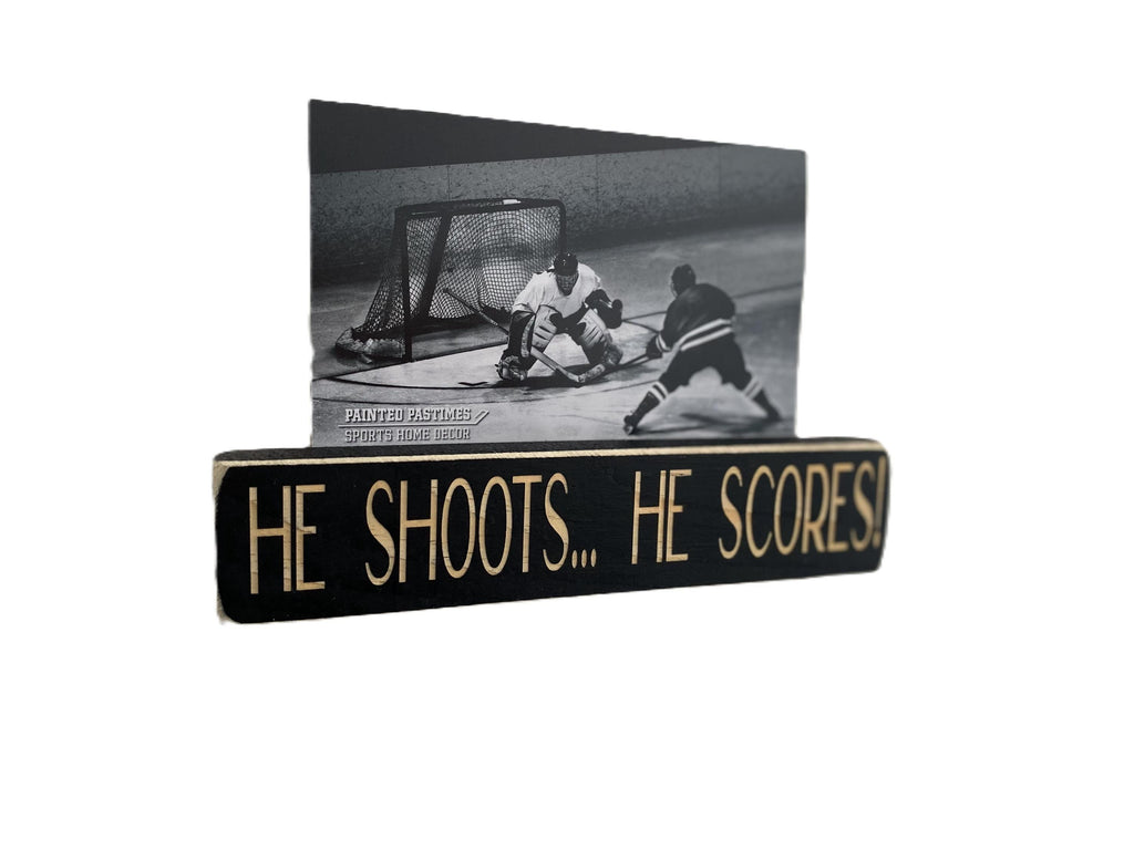 Hockey Photo Display for Boy: Distressed Wood Sign
