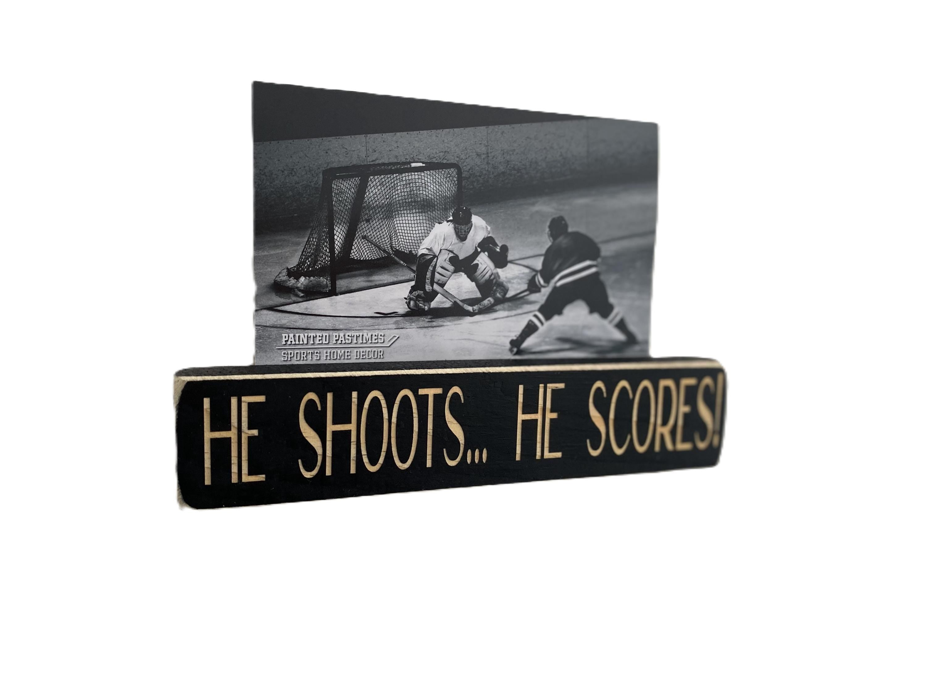 Hockey Photo Display for Boy: Distressed Wood Sign