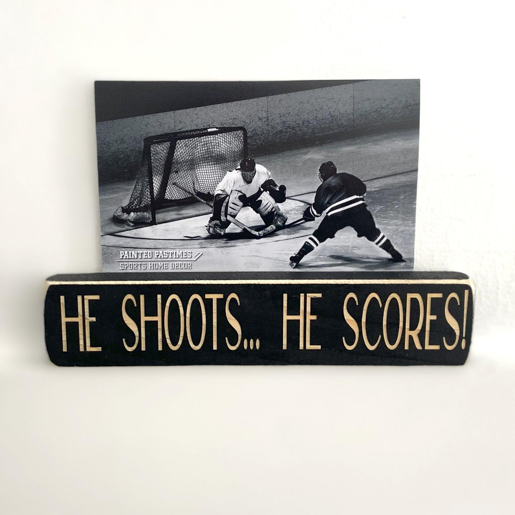 Hockey Photo Display for Boy: Distressed Wood Sign