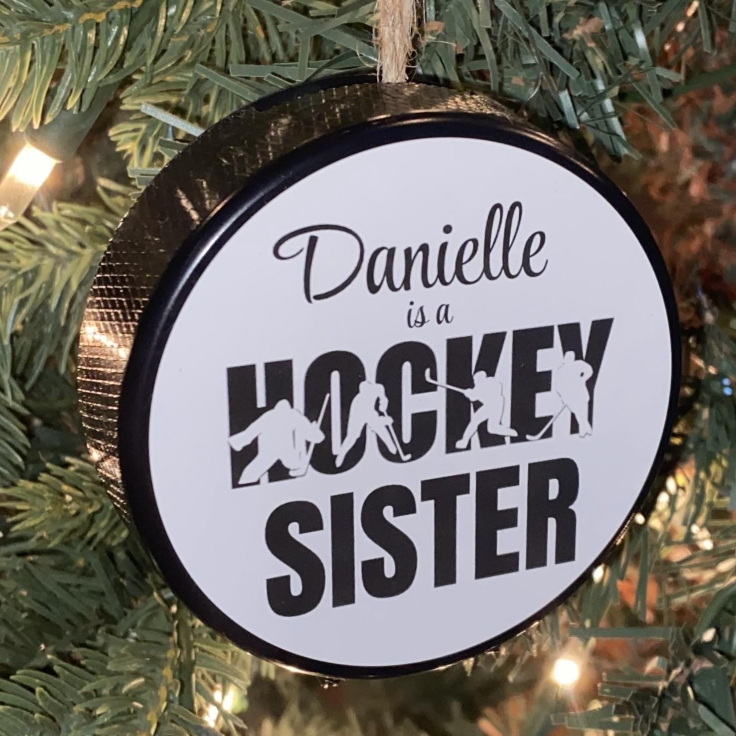 Custom Hockey Puck Ornament: Christmas Tree Decoration, I'd rather be playing Hockey