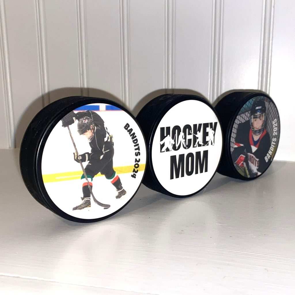 Hockey Mom Gift: Puck Photo Display - Hockey Room Decor