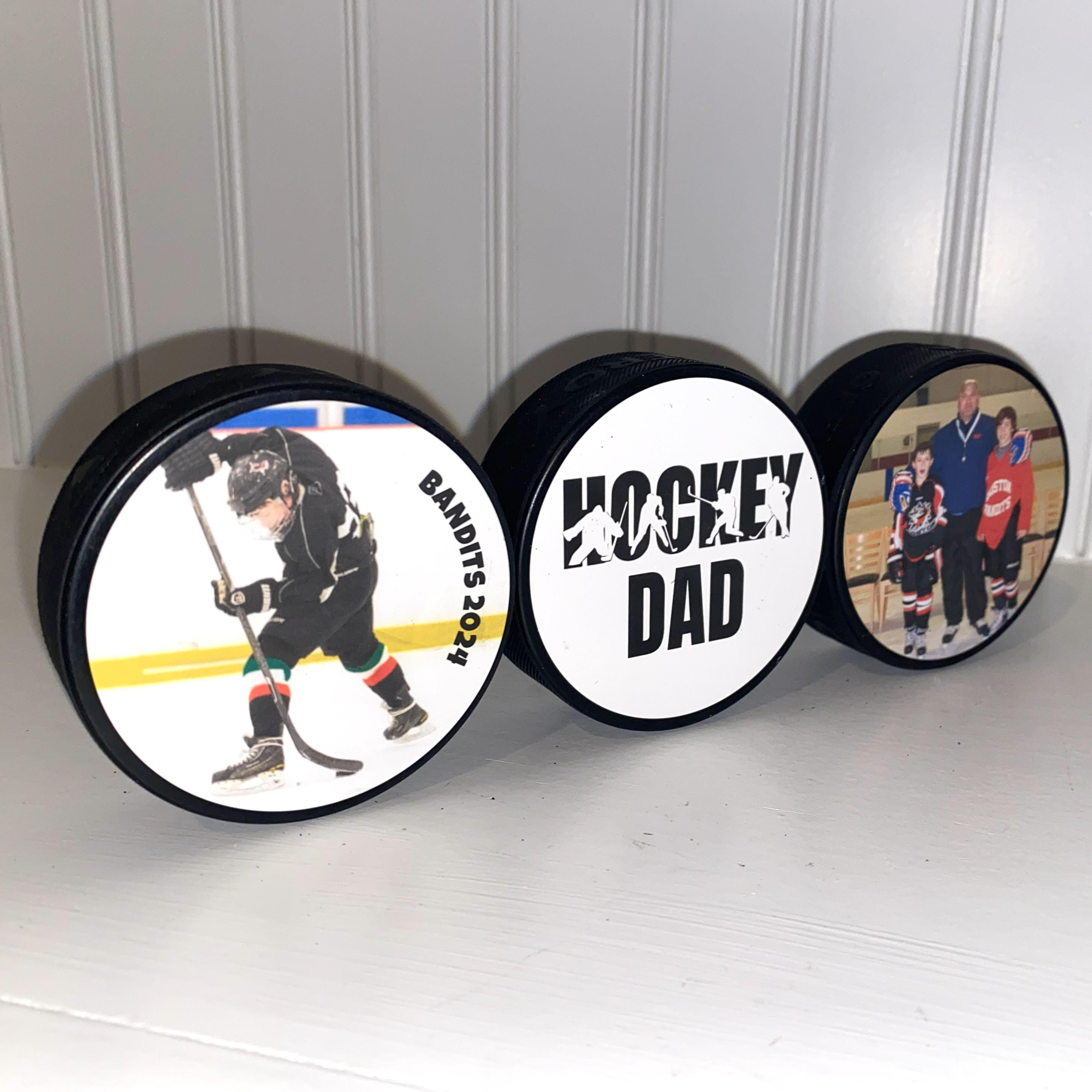 Hockey Mom Gift: Puck Photo Display - Hockey Room Decor