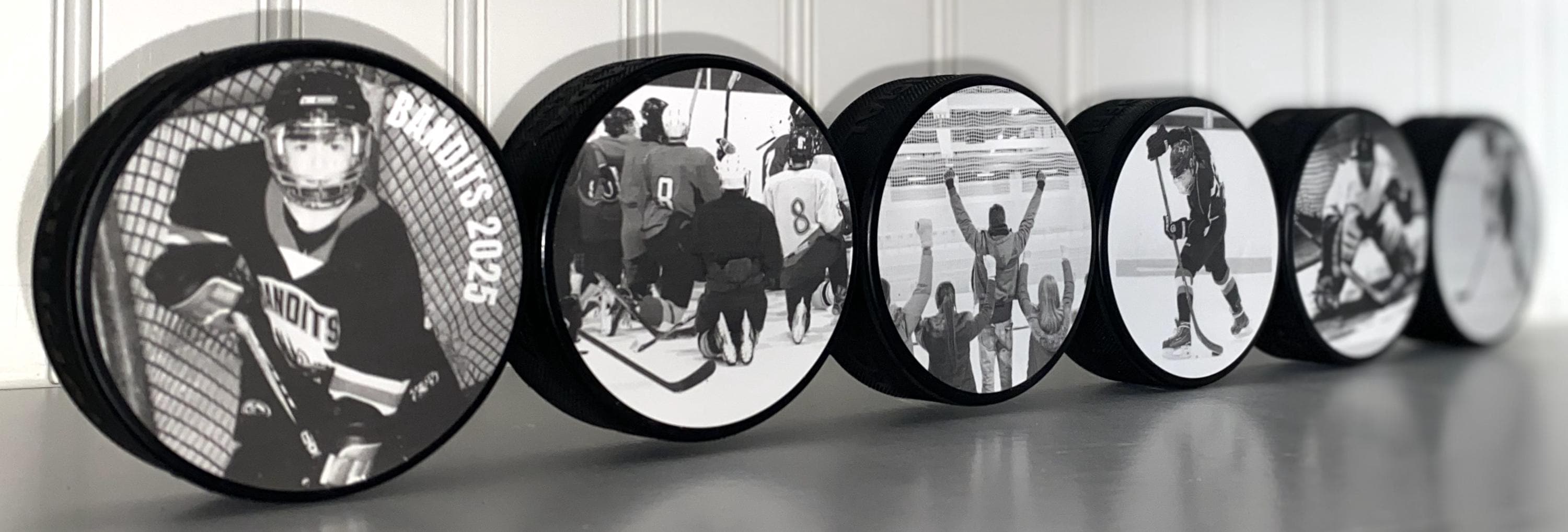 Hockey Mom Gift: Puck Photo Display - Hockey Room Decor