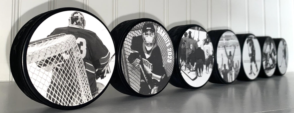 Hockey Mom Gift: Puck Photo Display - Hockey Room Decor