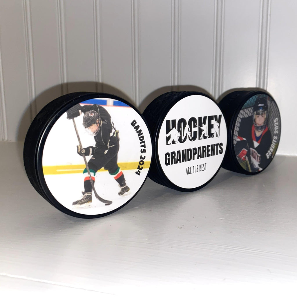 Hockey Grandparents Photo Frame - Puck Picture Display