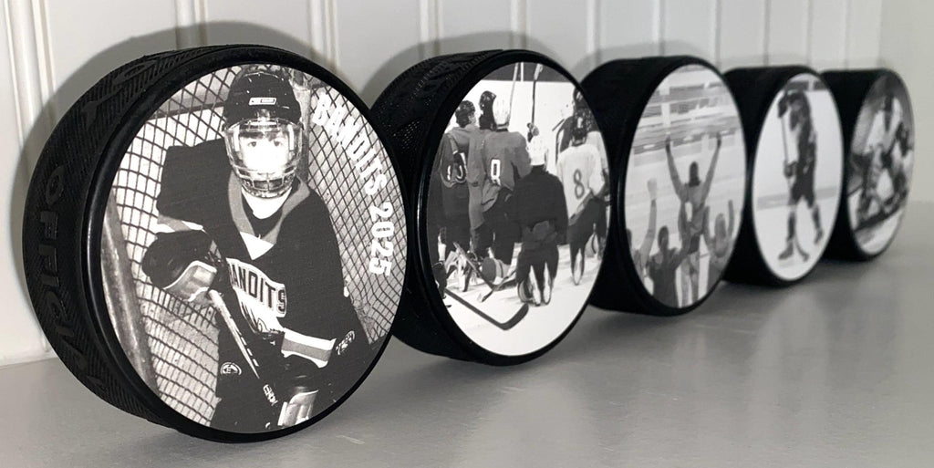 Hockey Mom Gift: Puck Photo Display - Hockey Room Decor