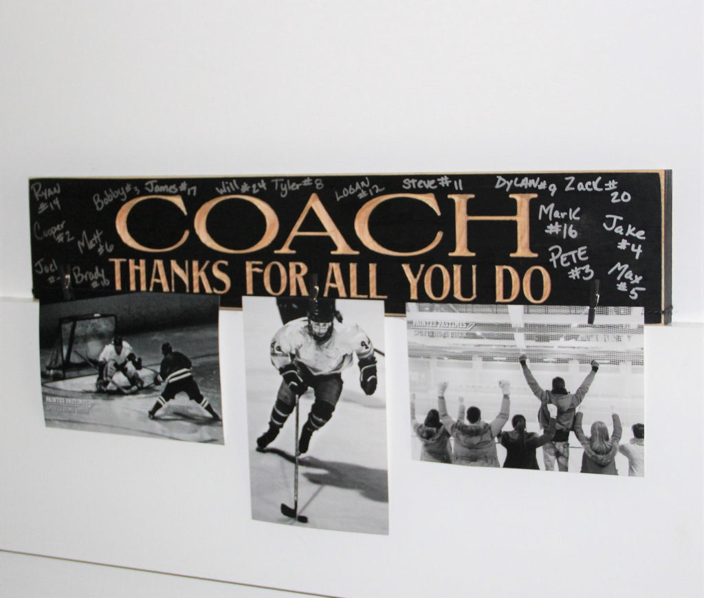 Personalized Coach Gift Sign: Carved Wood, Team Sports