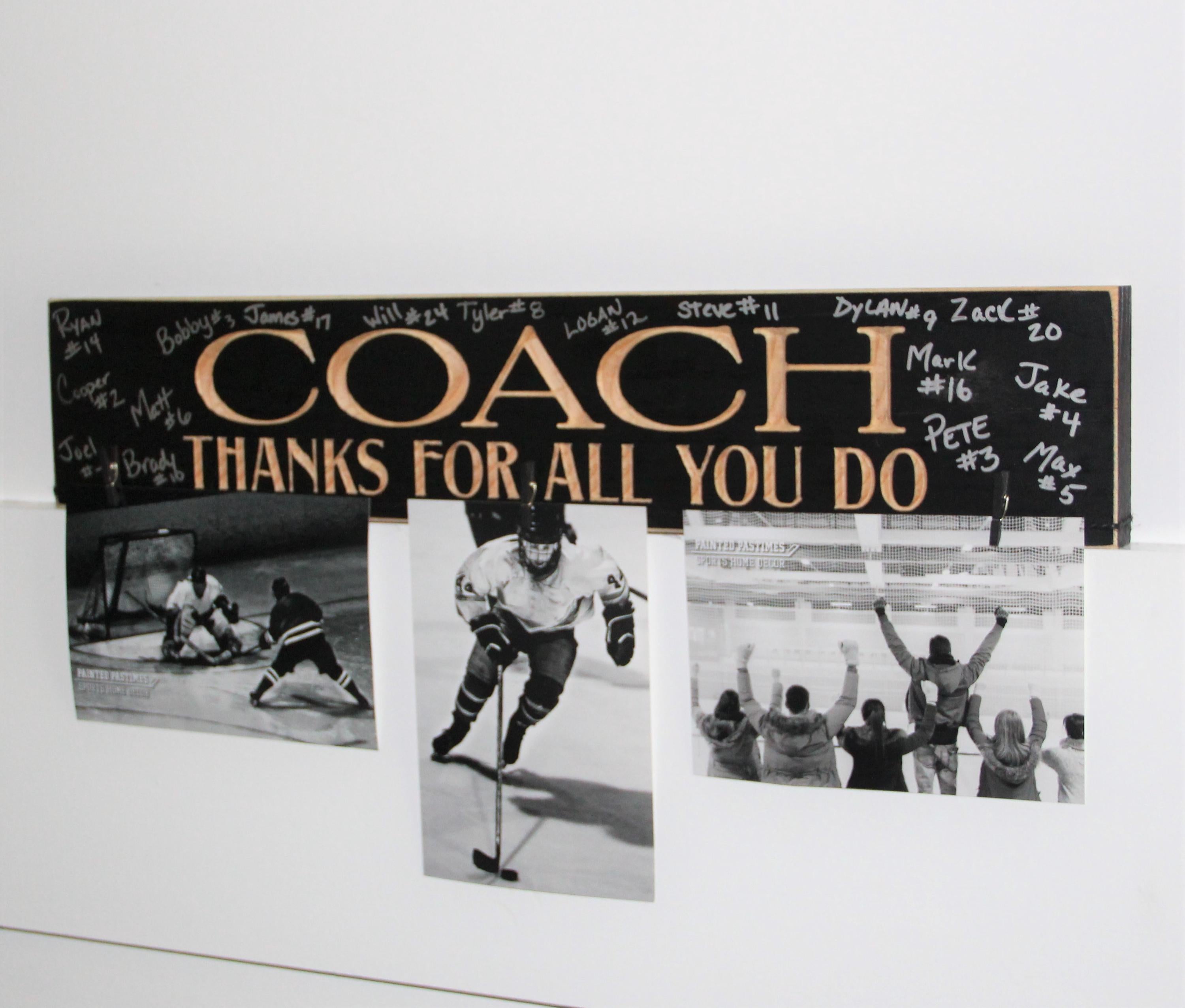 Personalized Coach Gift Sign: Carved Wood, Team Sports