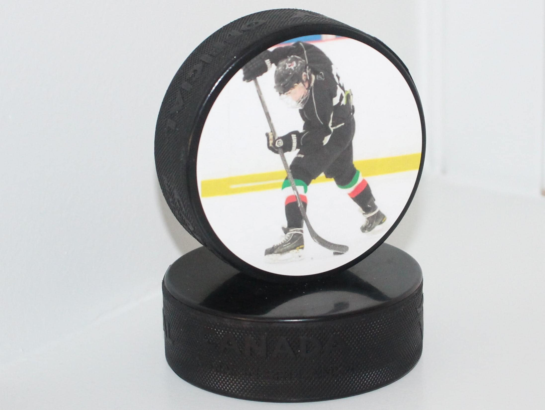 Hockey Dad Gift: Puck Photo Frame - Hockey Room Decor