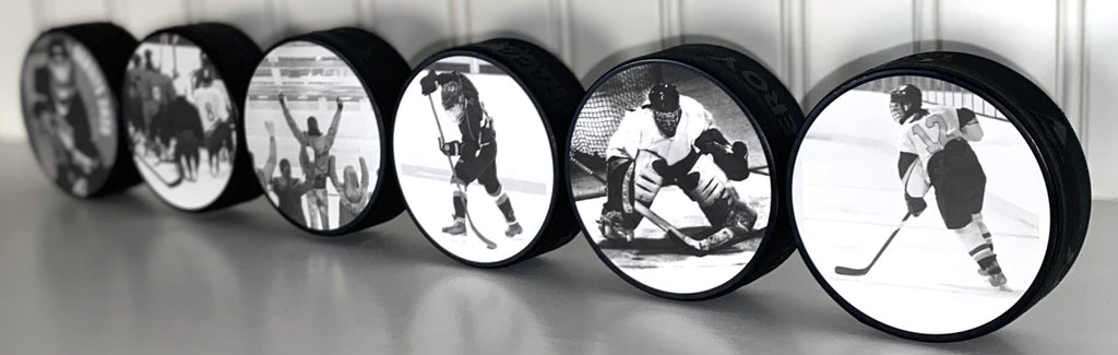 Hockey Dad Gift: Puck Photo Frame - Hockey Room Decor