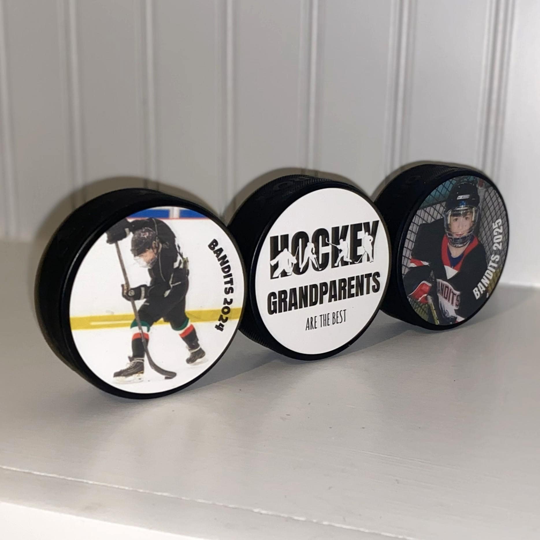 Hockey Dad Gift: Puck Photo Frame - Hockey Room Decor