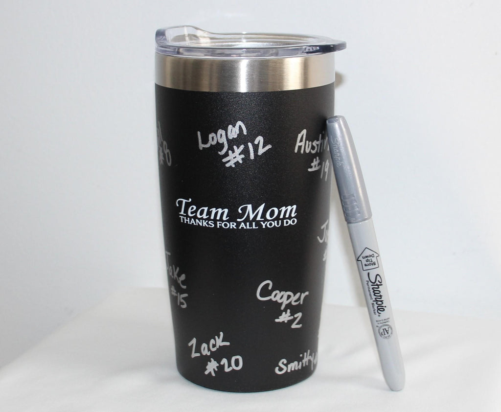 Personalized Team Mom Tumbler: Stainless Steel Travel Mug, Team Signing Gift
