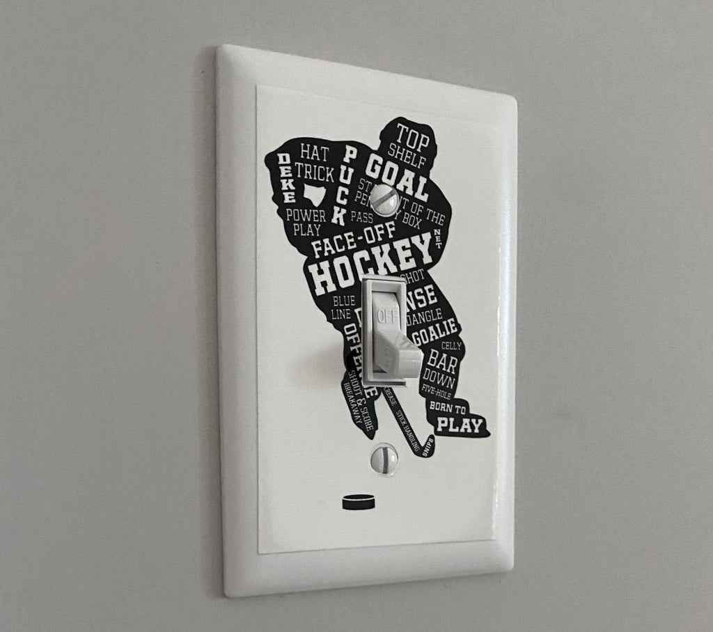 Hockey Light Switch Cover Decal: Sports Room Decor