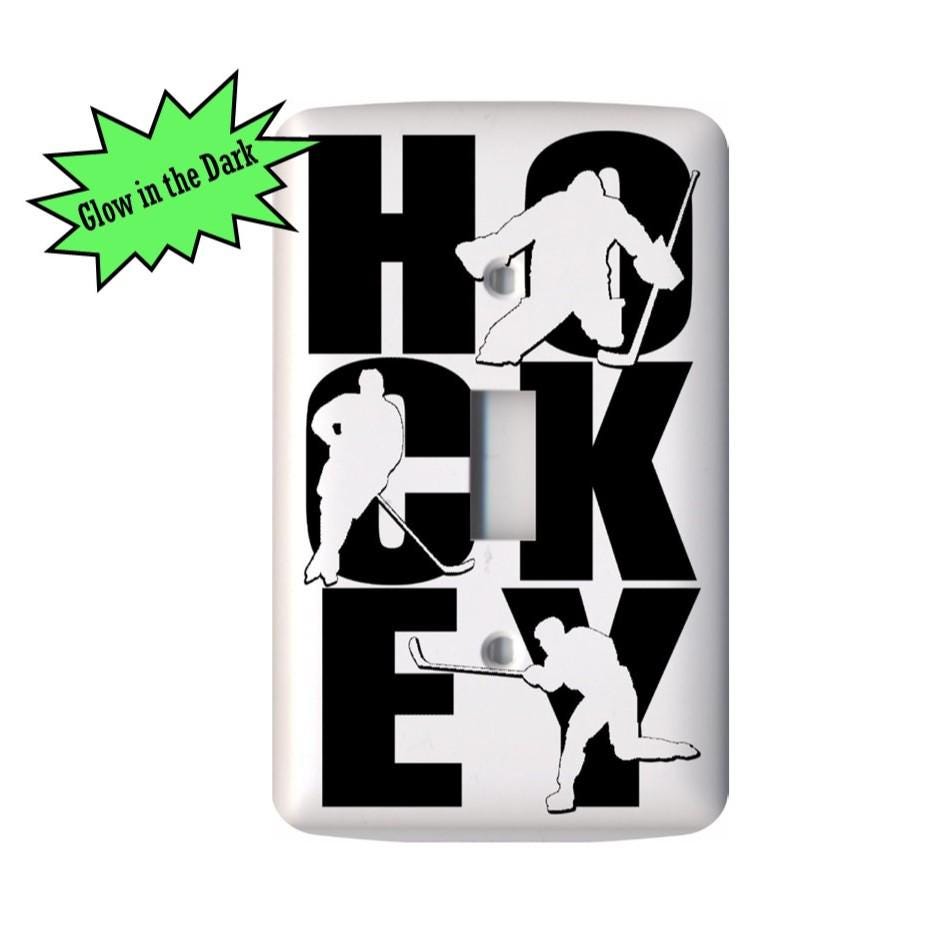 Hockey Light Switch Cover: Fun Hockey Room Decor, Glow in the Dark