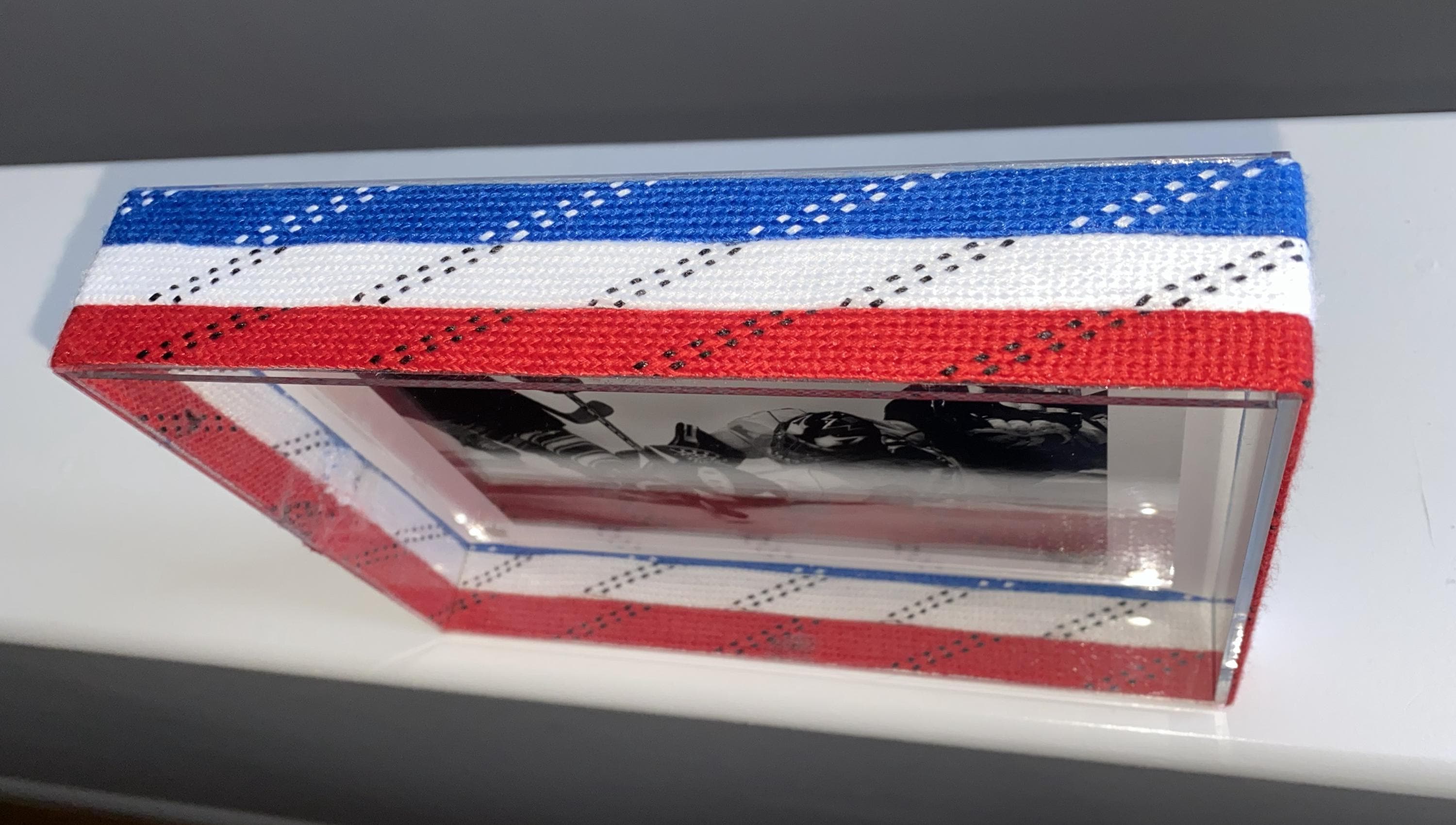Hockey Laces Photo Frame, Red, White & Blue, Customize Team Name, Year 4x6