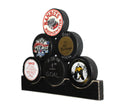 Hockey Stick Coat Rack: Stick with Hooks, Hat, Keys, Mini Hockey Sticks, Medals & Ribbons Display
