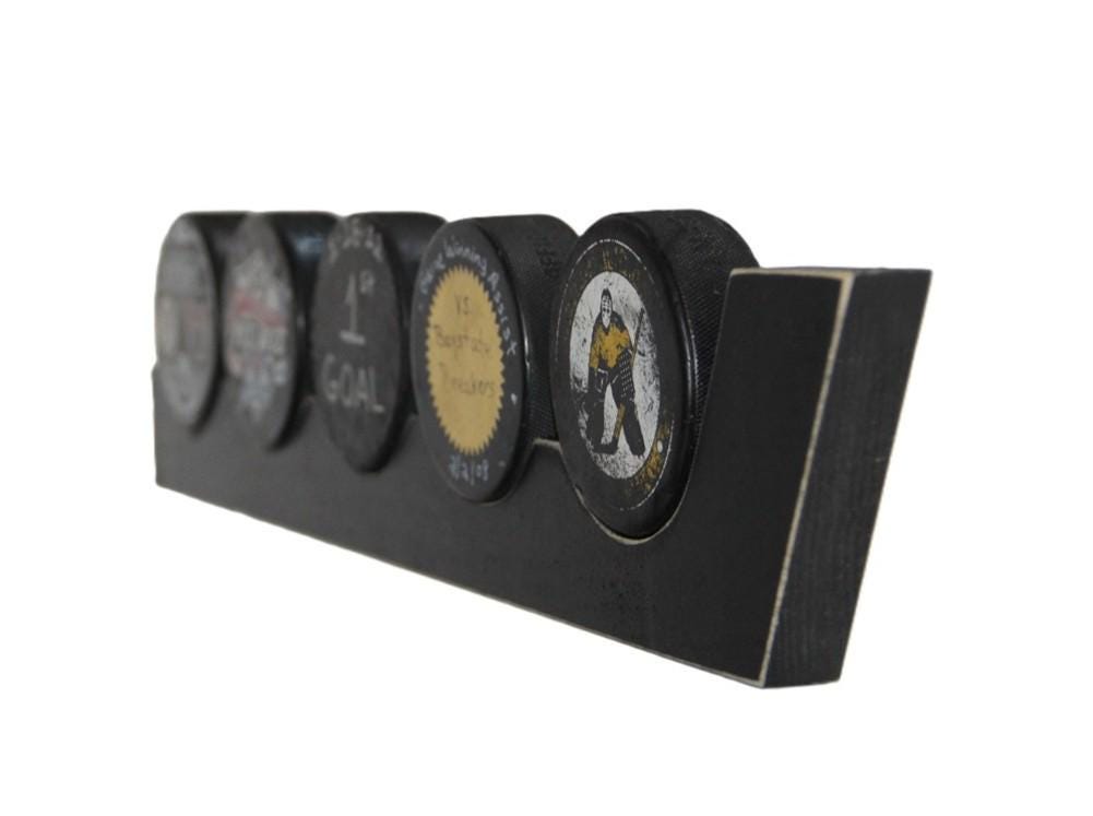Hockey Stick Hat Rack: Stick with Hooks, Coat, Keys, Mini Hockey Sticks, Medals & Ribbons Display