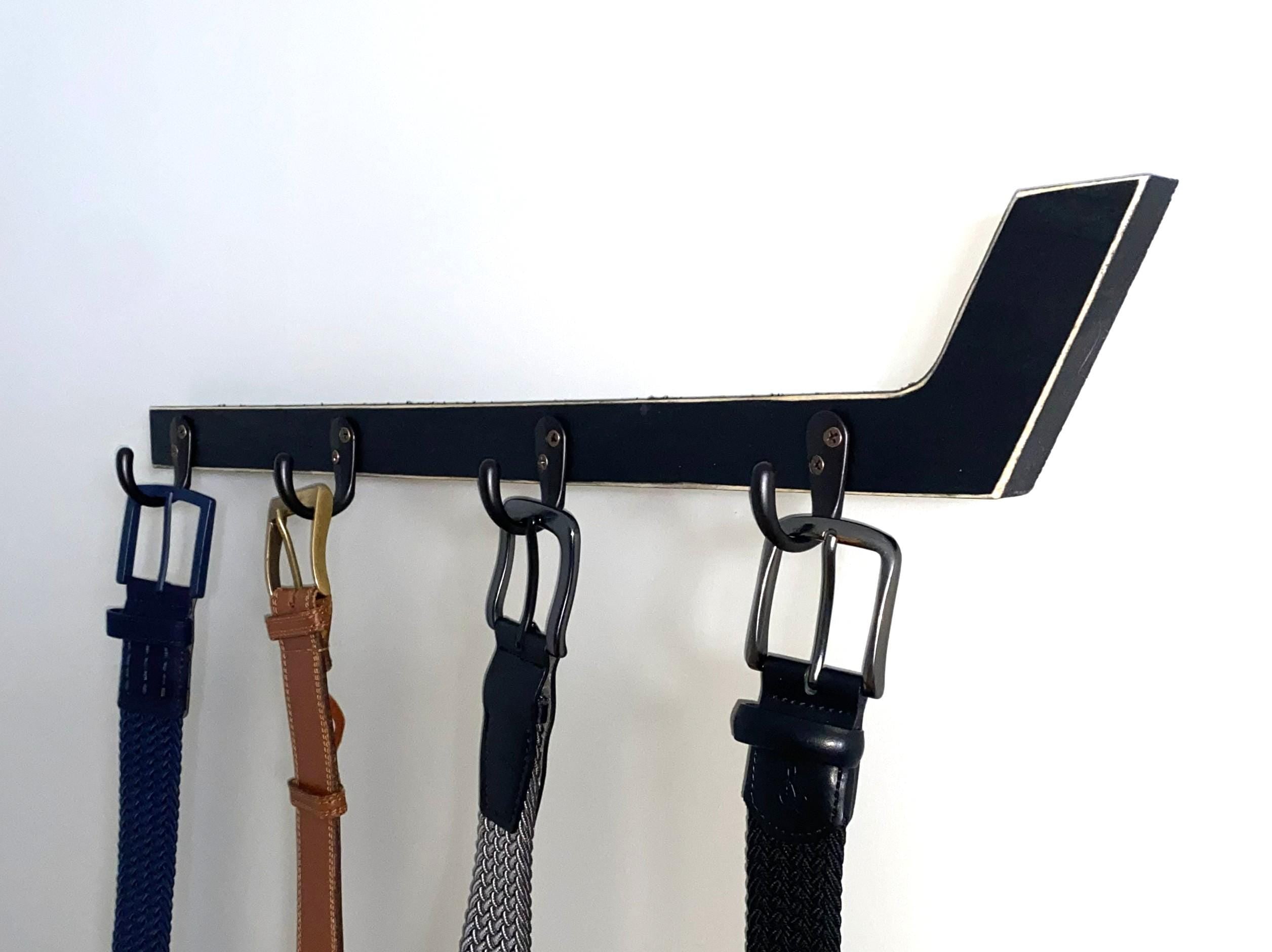 Hockey Stick Hat Rack: Stick with Hooks, Coat, Keys, Mini Hockey Sticks, Medals & Ribbons Display
