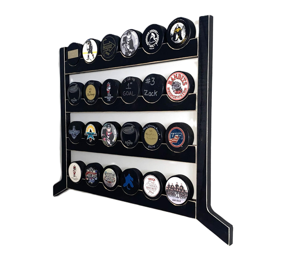 Hockey Puck Display Shelf: Jersey & Ribbon Hanger, Trophy Shelf