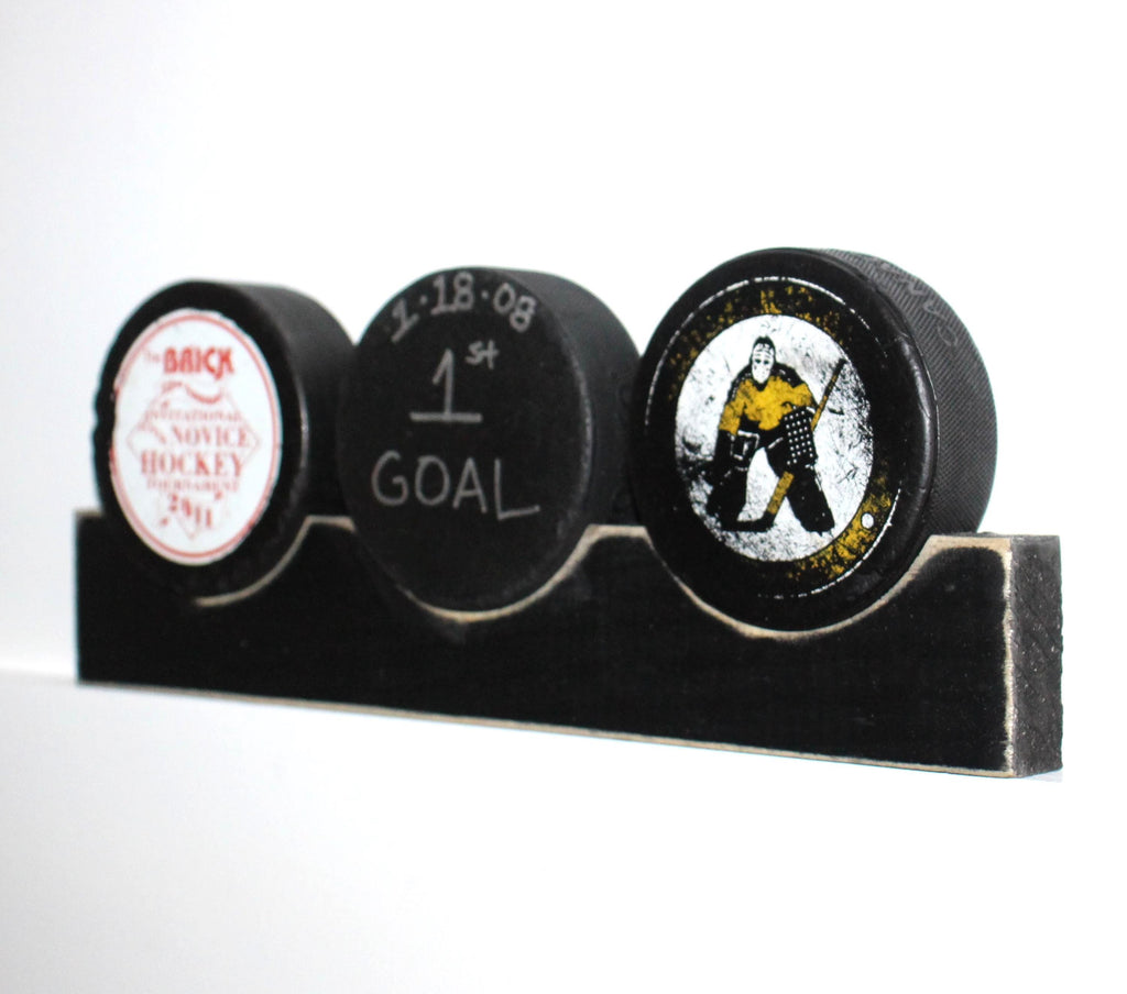 Hockey Stick Hat Rack: Stick with Hooks, Coat, Keys, Mini Hockey Sticks, Medals & Ribbons Display