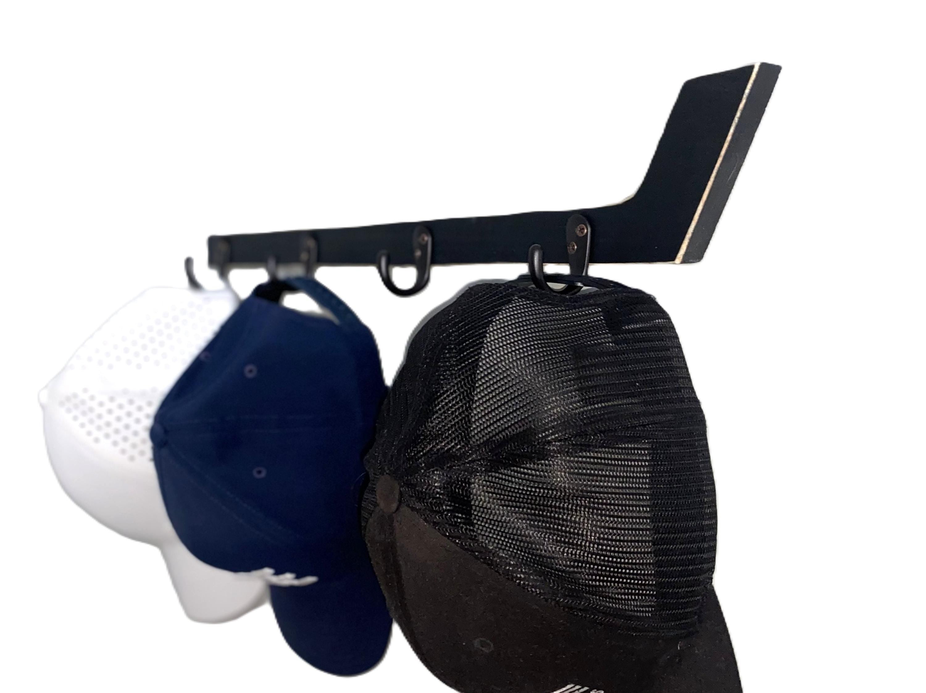Hockey Stick Hat Rack: Stick with Hooks, Coat, Keys, Mini Hockey Sticks, Medals & Ribbons Display