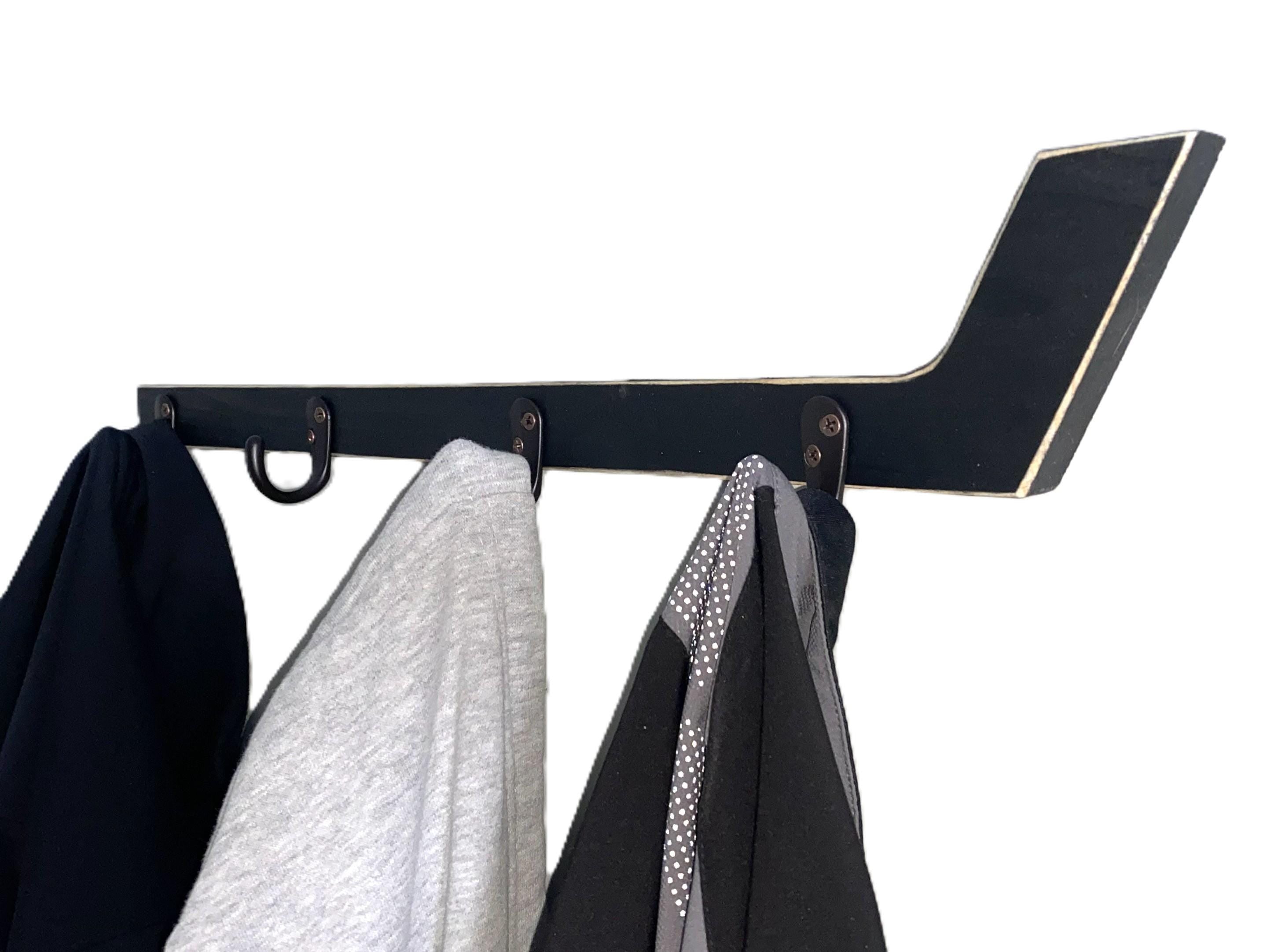 Hockey Stick Hat Rack: Stick with Hooks, Coat, Keys, Mini Hockey Sticks, Medals & Ribbons Display