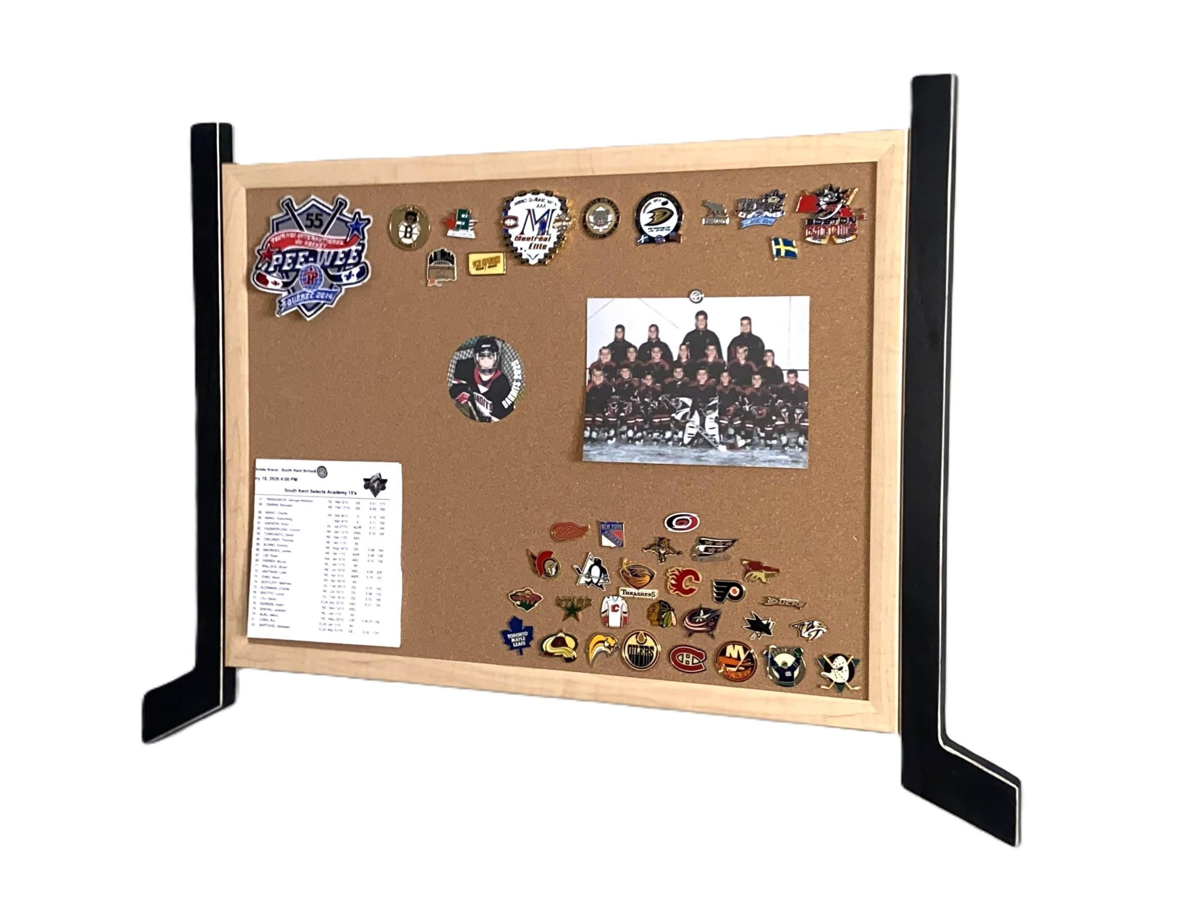 Hockey Puck Display Shelf: Jersey & Ribbon Hanger, Trophy Shelf