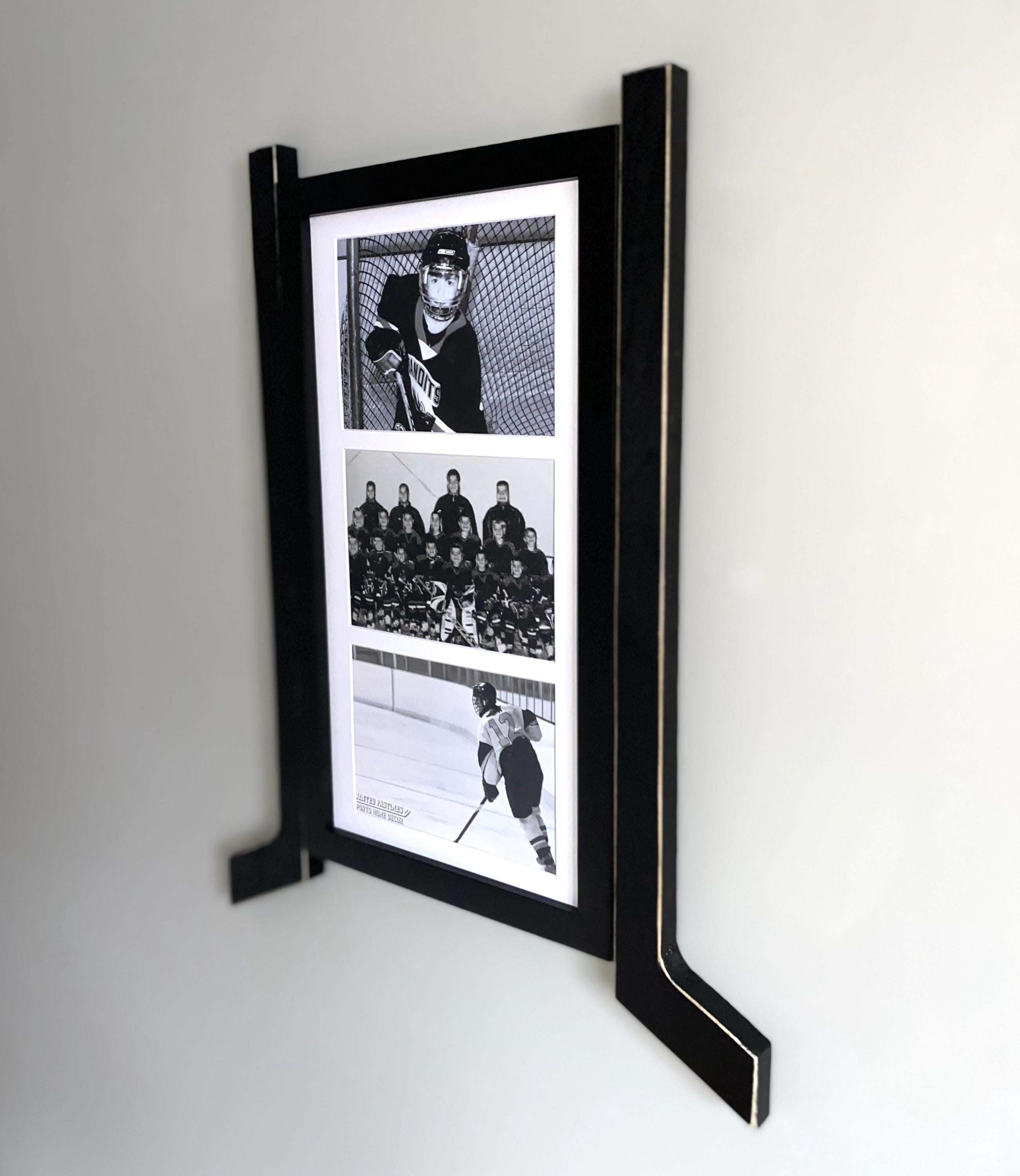 Hockey Stick Matted Photo Frame: Personalize by Team Signing the Mat, Hockey Coach Gift, Hockey Wall Decor, 8x10 Photo, Black