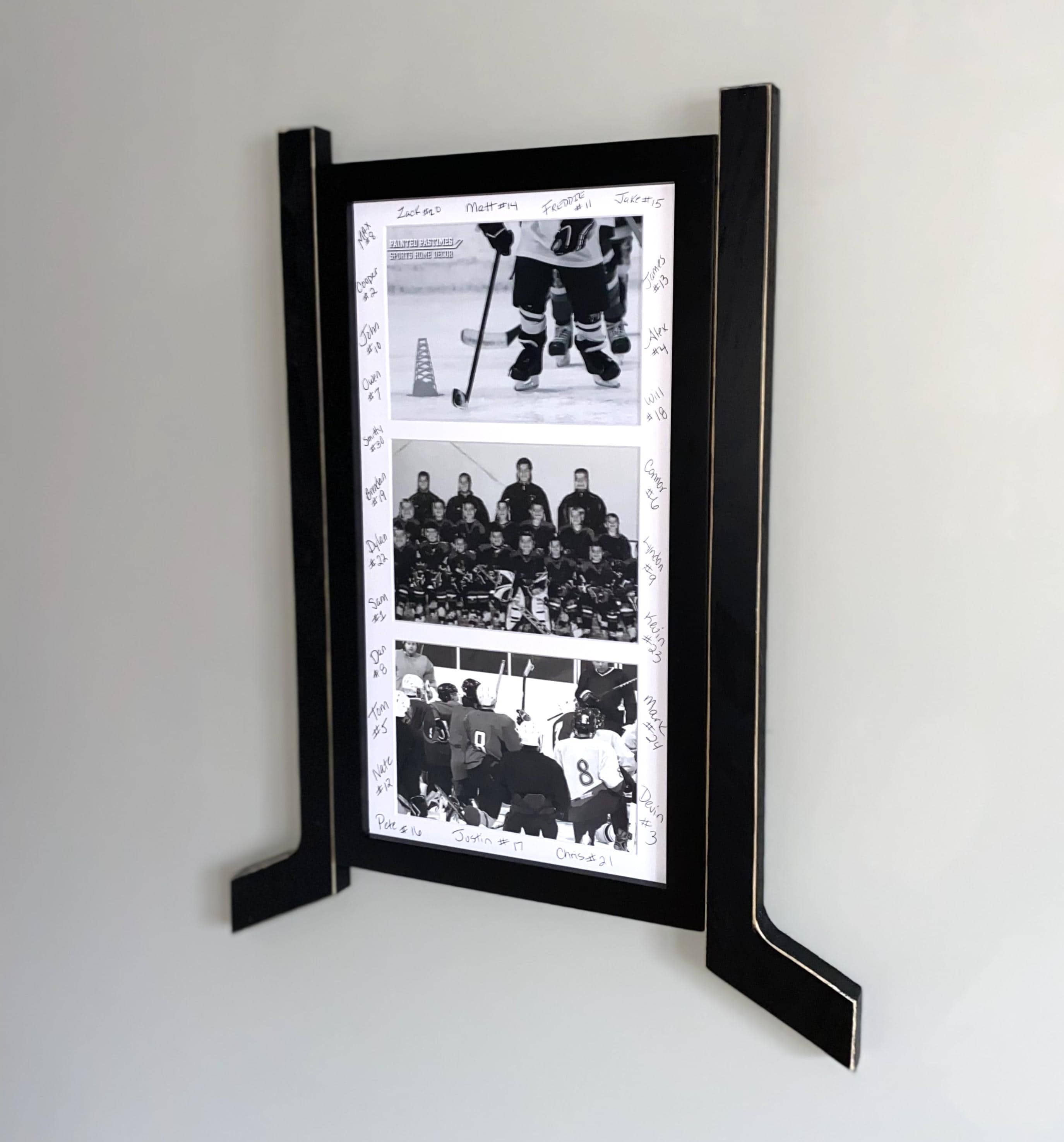 Hockey Stick Matted Photo Frame: Personalize by Team Signing the Mat, Hockey Coach Gift, Hockey Wall Decor, 8x10 Photo, Black