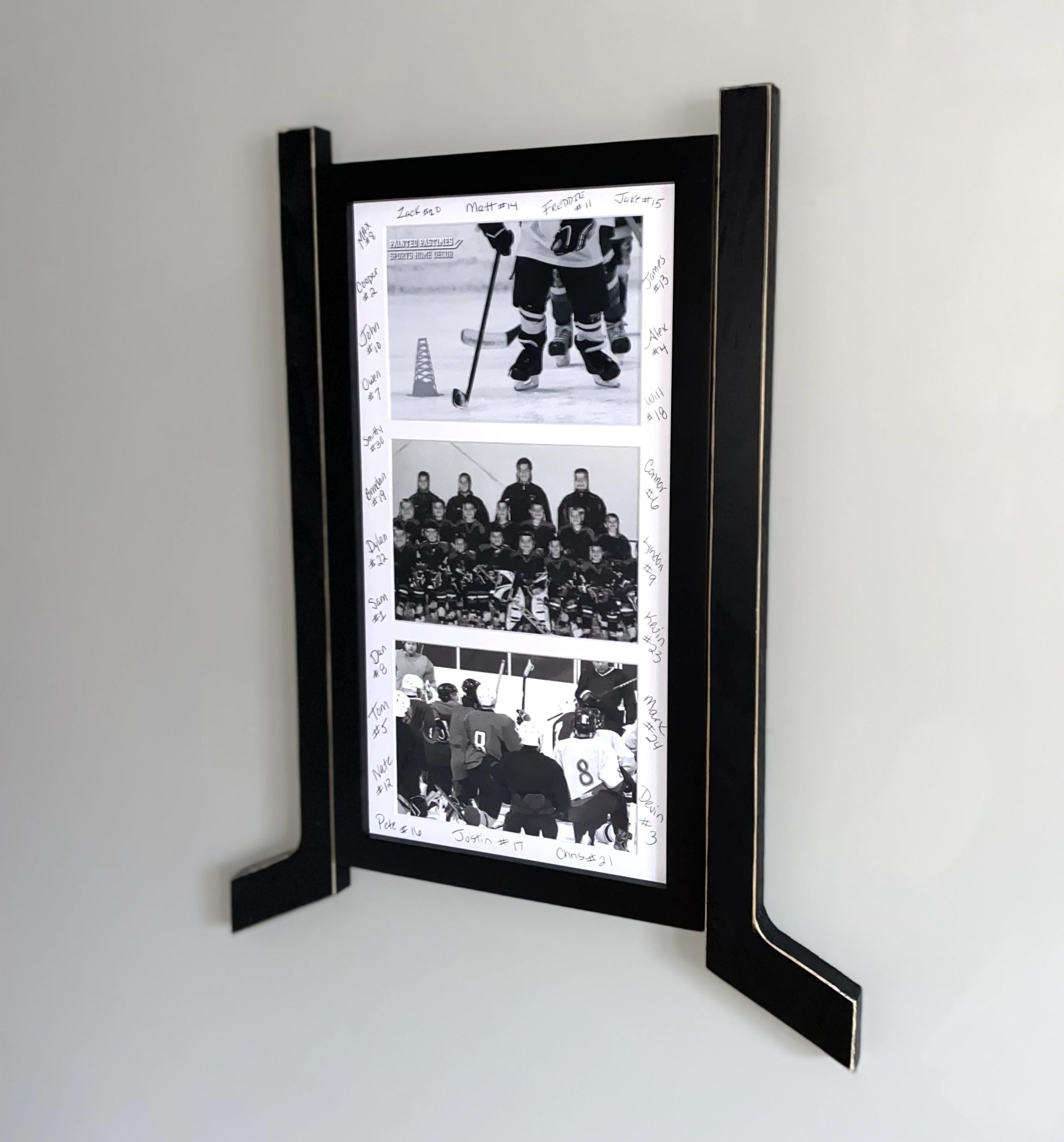 Hockey Stick Matted Photo Frame: Personalize by Team Signing the Mat, Hockey Coach Gift, Hockey Wall Decor, 8x10 Photo, Black