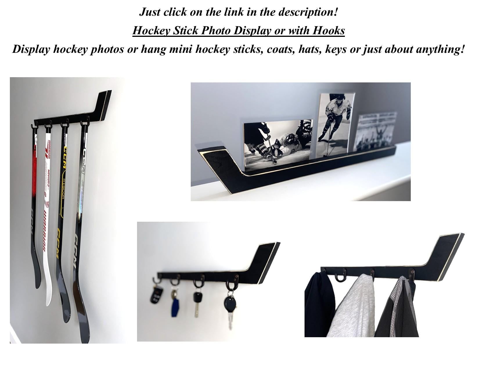 Hockey Stick Frame Set: Gallery Wall 3 Piece Set, Hockey Matted Frames, 8x10 Photos, Hockey Wall Decor, Black