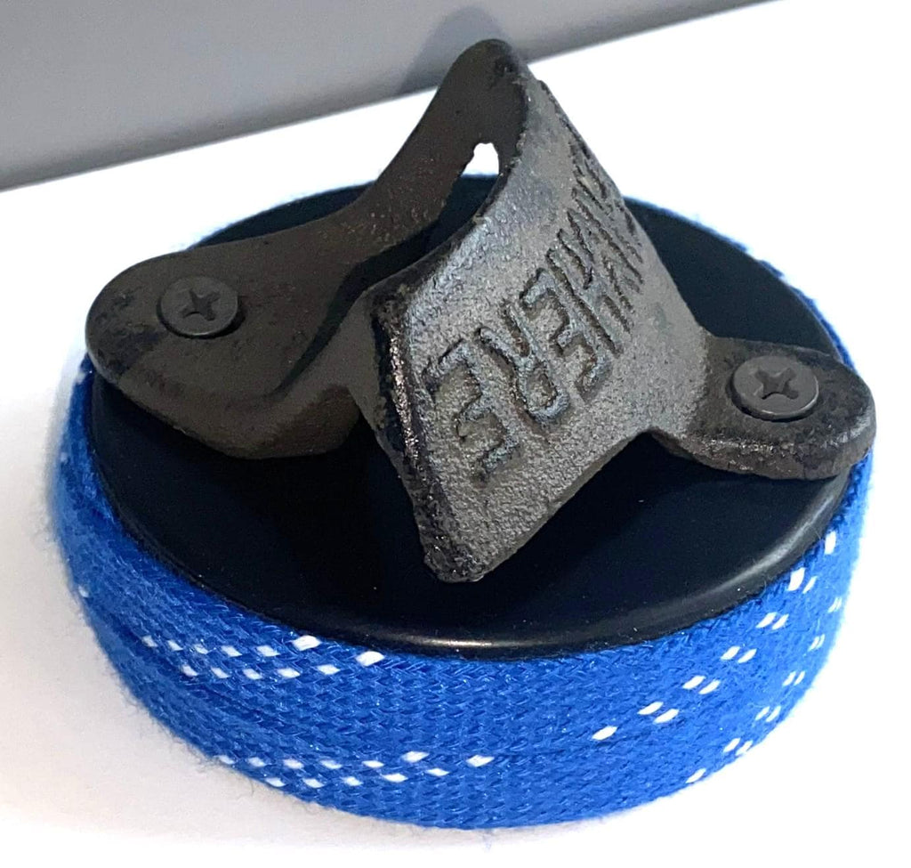 Hockey Puck Bottle Opener: Hockey Laces, Gift for Hockey Fan, Coach, Dad