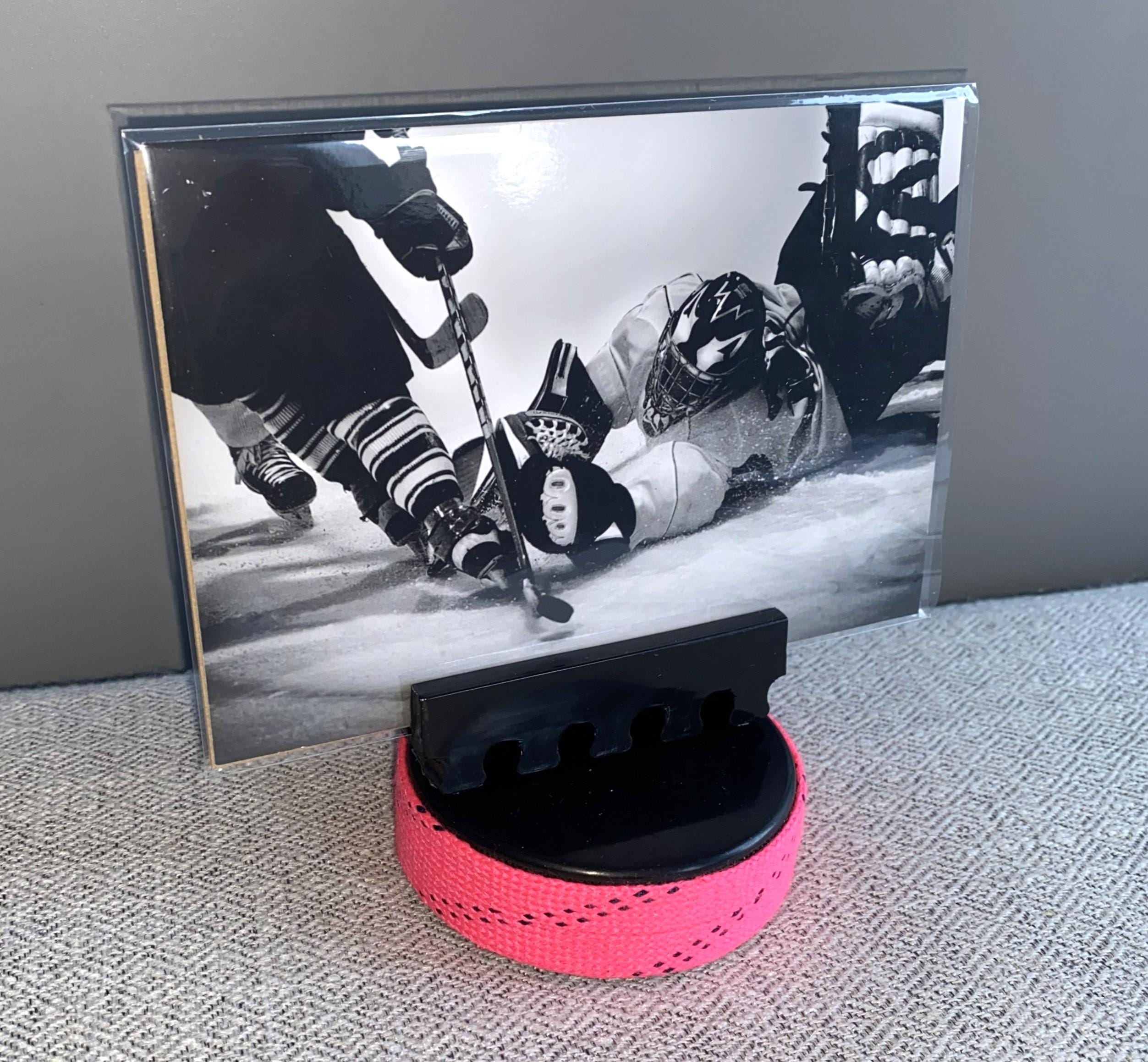 Hockey Puck Photo Holder: Hockey Gift, Room Decor