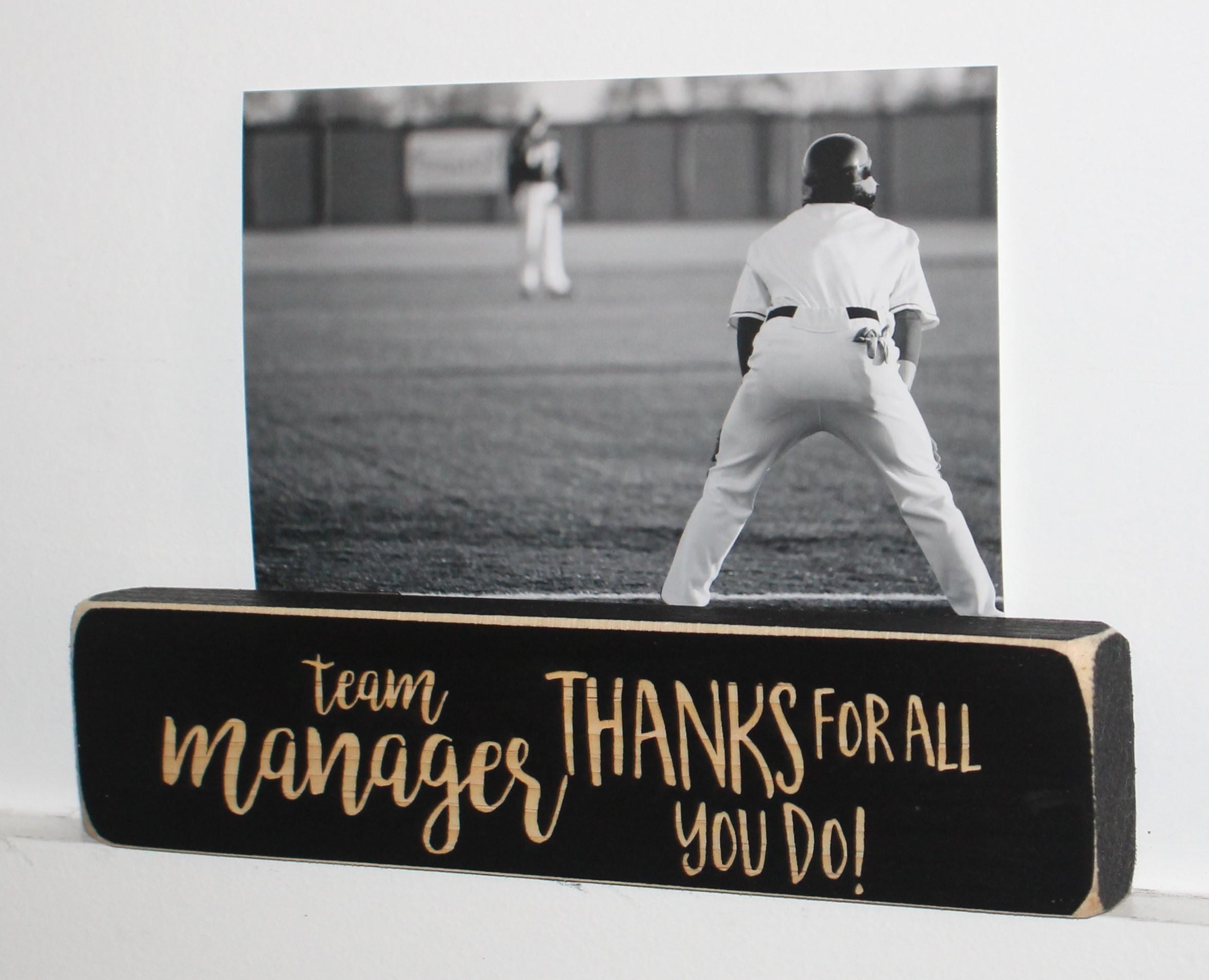 Team Manager Photo Frame: Laser Cut Wood End-of-Season Gift, Lacrosse, Baseball, Softball, Soccer, Volleyball